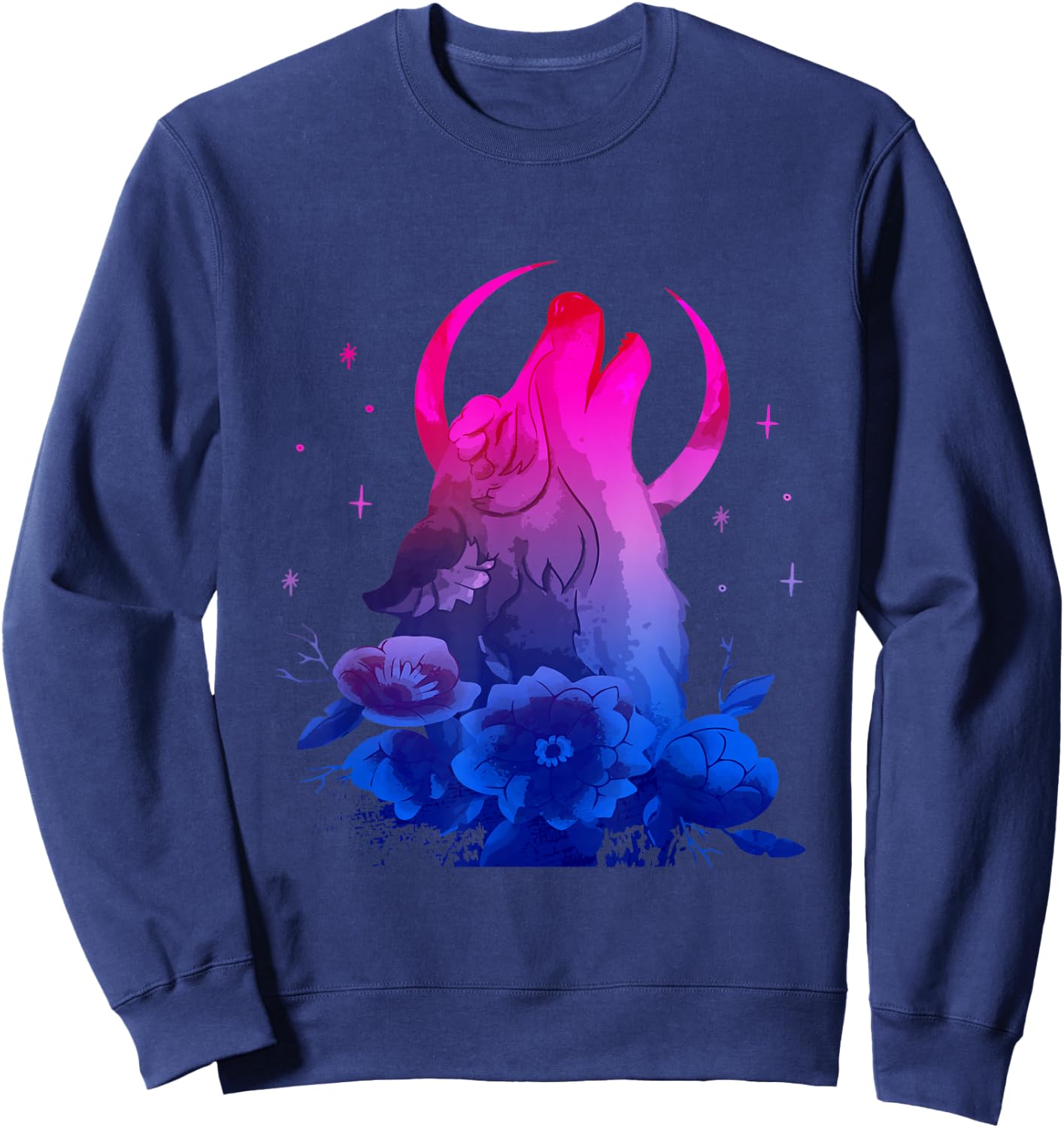 Bi Pride Bisexuality Bisexual Flag Howling Wolf Bisexual Sweatshirt - Sweatshirt | Navy