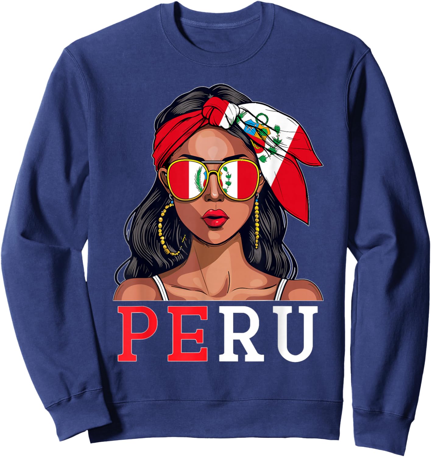 Peruvian Souvenirs Products Woman Flag Roots Peru Sweatshirt - Sweatshirt | Navy