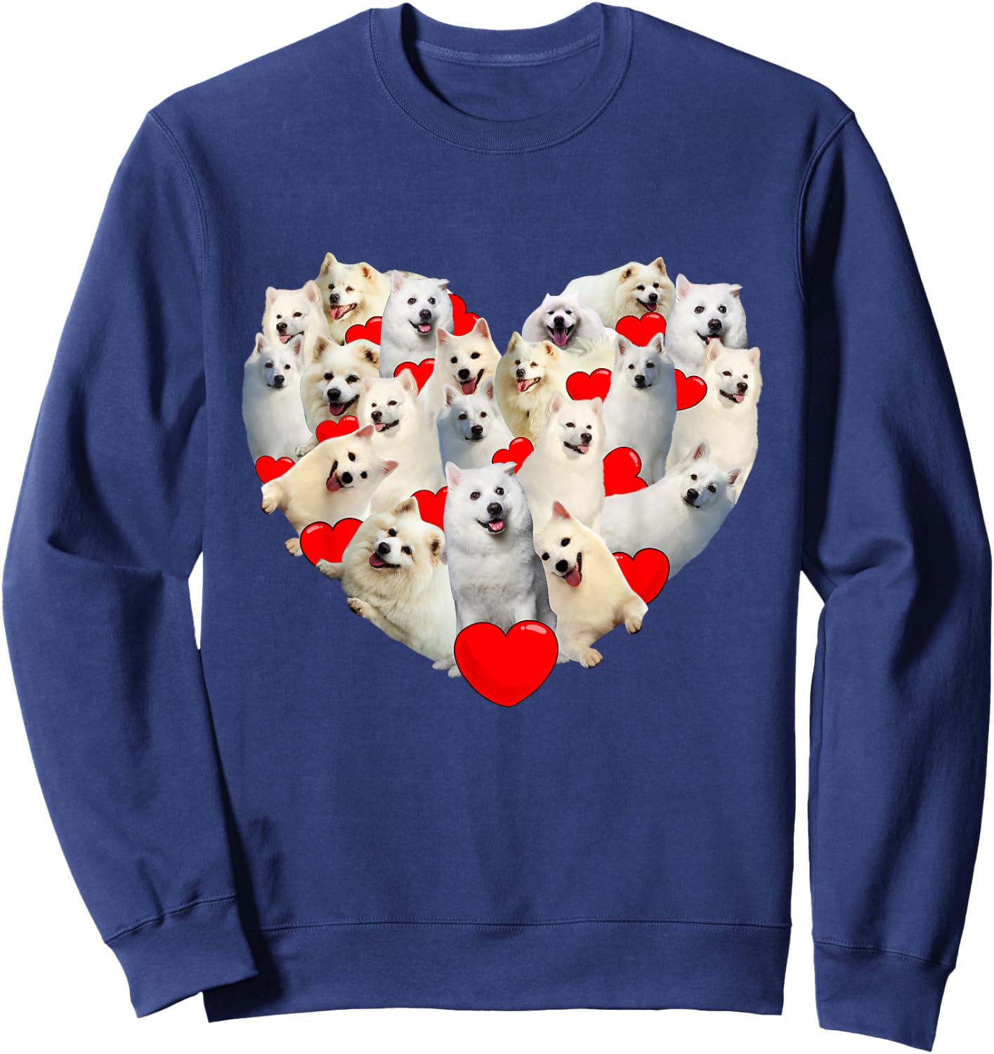 Funny Heart Love American Eskimo Valentine's Day Gift Sweatshirt - Sweatshirt | Navy