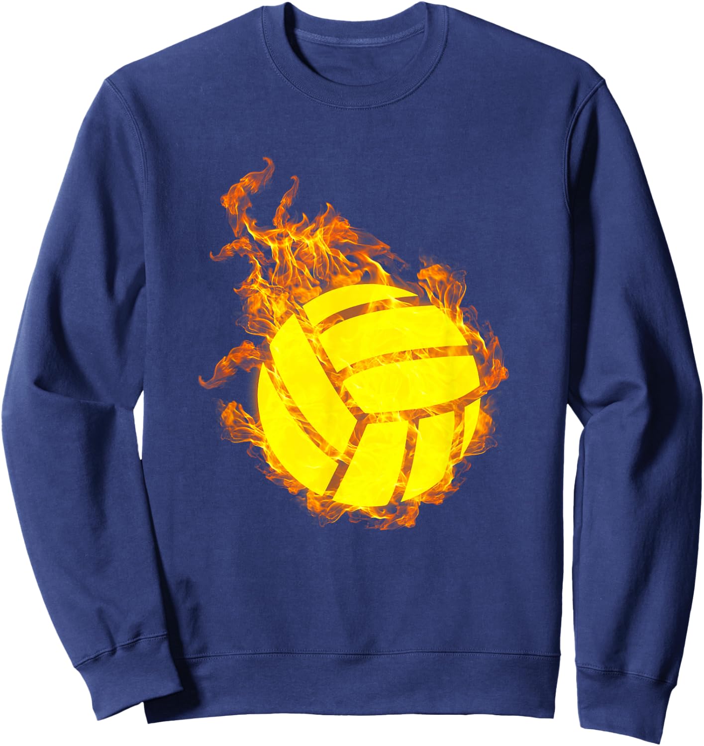Fire Volleyball Ball Flames Volleyball Player Sweatshirt - Sweatshirt | Navy