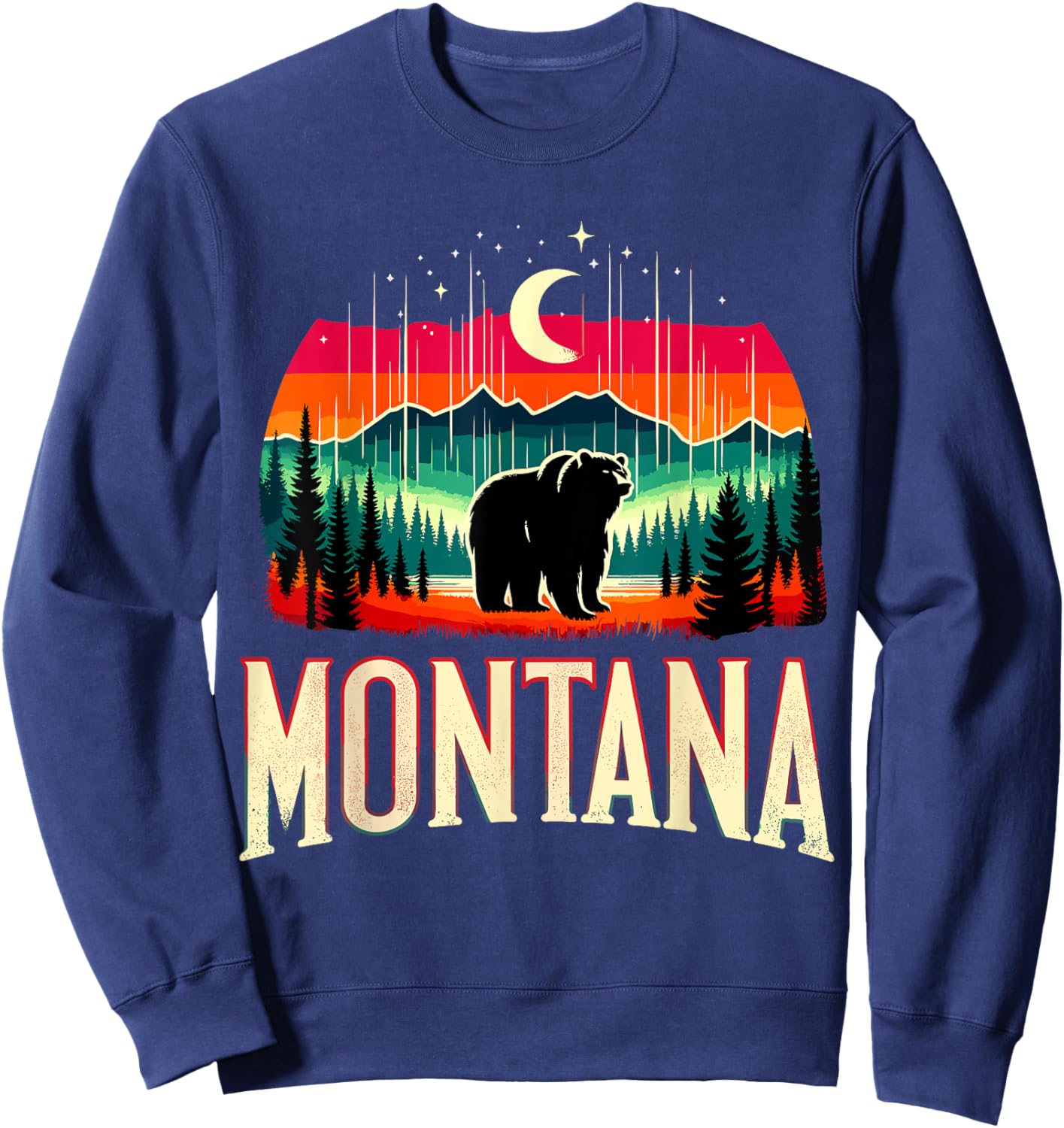 Montana Grizzly Bear Mountain Sweatshirt - Sweatshirt | Navy