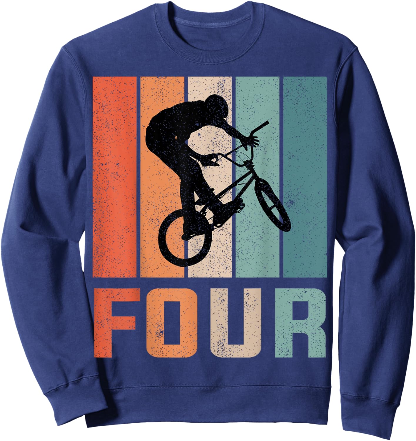 4th Birthday Retro BMX Bicycle Bike Boys Kids 4 Years Old Sweatshirt - Sweatshirt | Navy