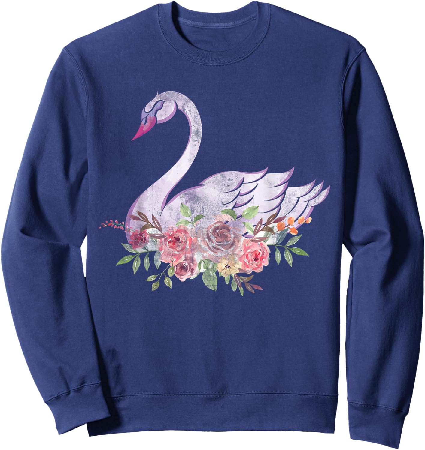 Women Girls Gift Pretty Animal Flower Crown Swan Sweatshirt - Sweatshirt | Navy