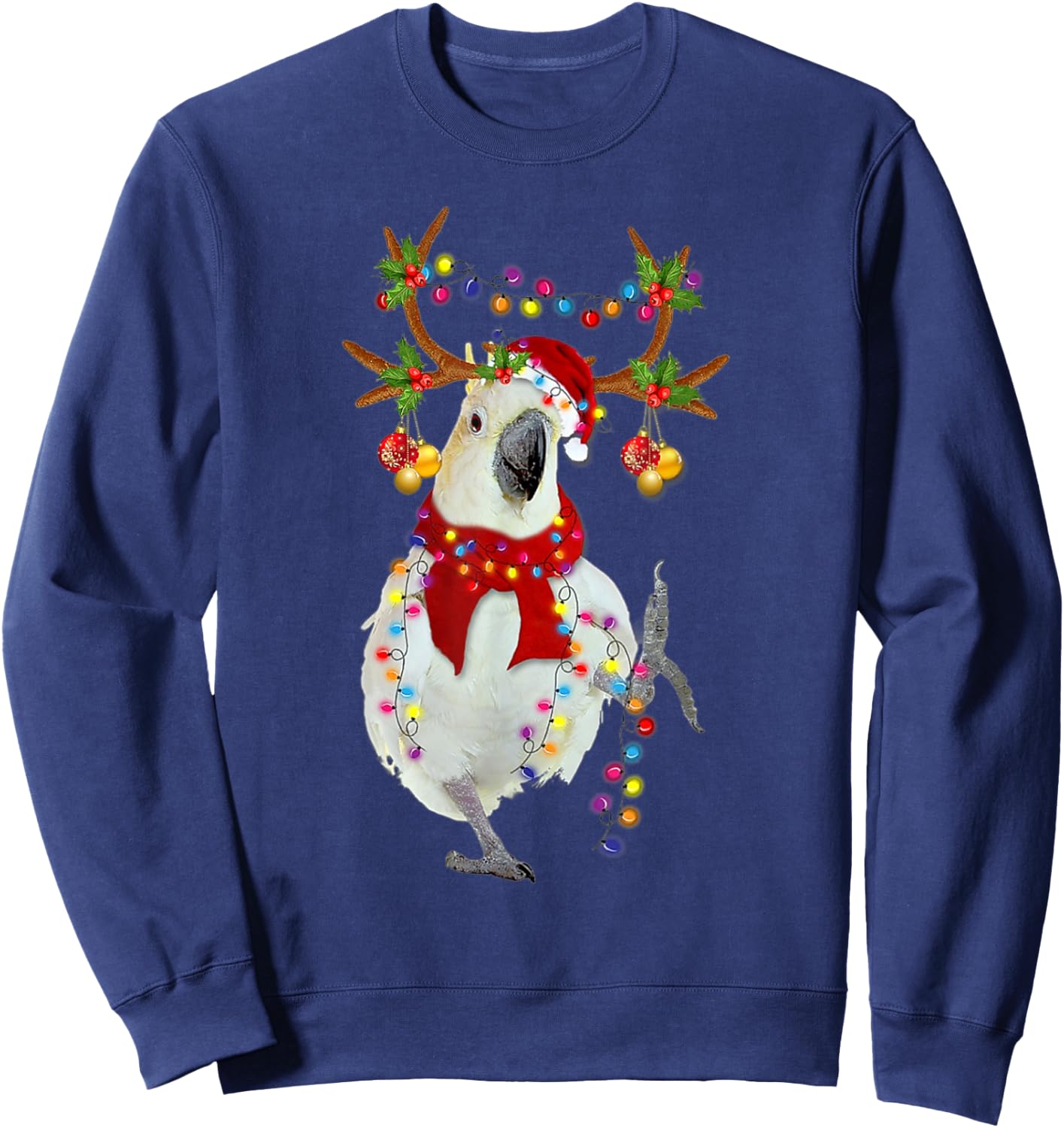 Cockatoo Gorgeous Reindeer Christmas Tree Light Xmas Sweatshirt - Sweatshirt | Navy