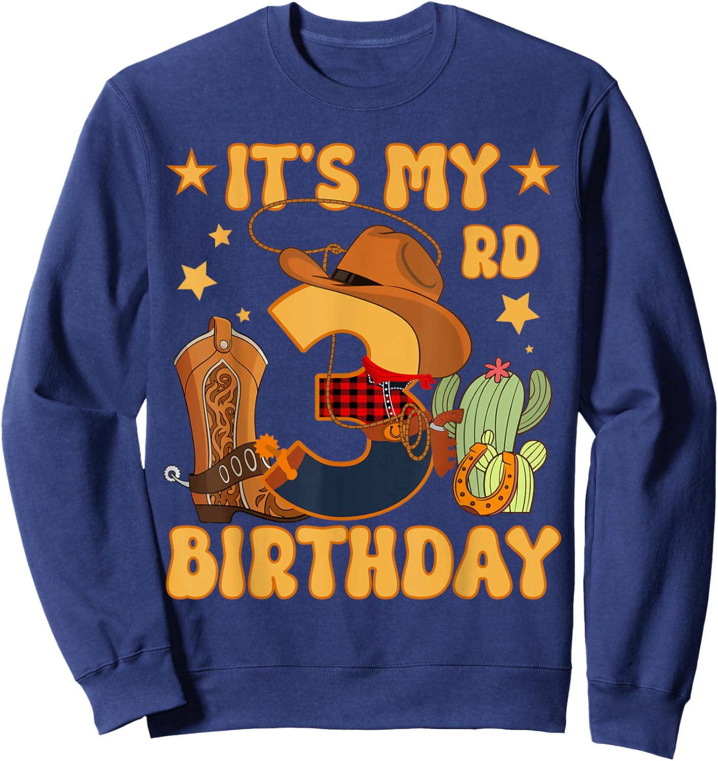 It's My 3rd Birthday Cowboy Rodeo Horse 3 Year Old Bday Boy Sweatshirt - Sweatshirt | Navy