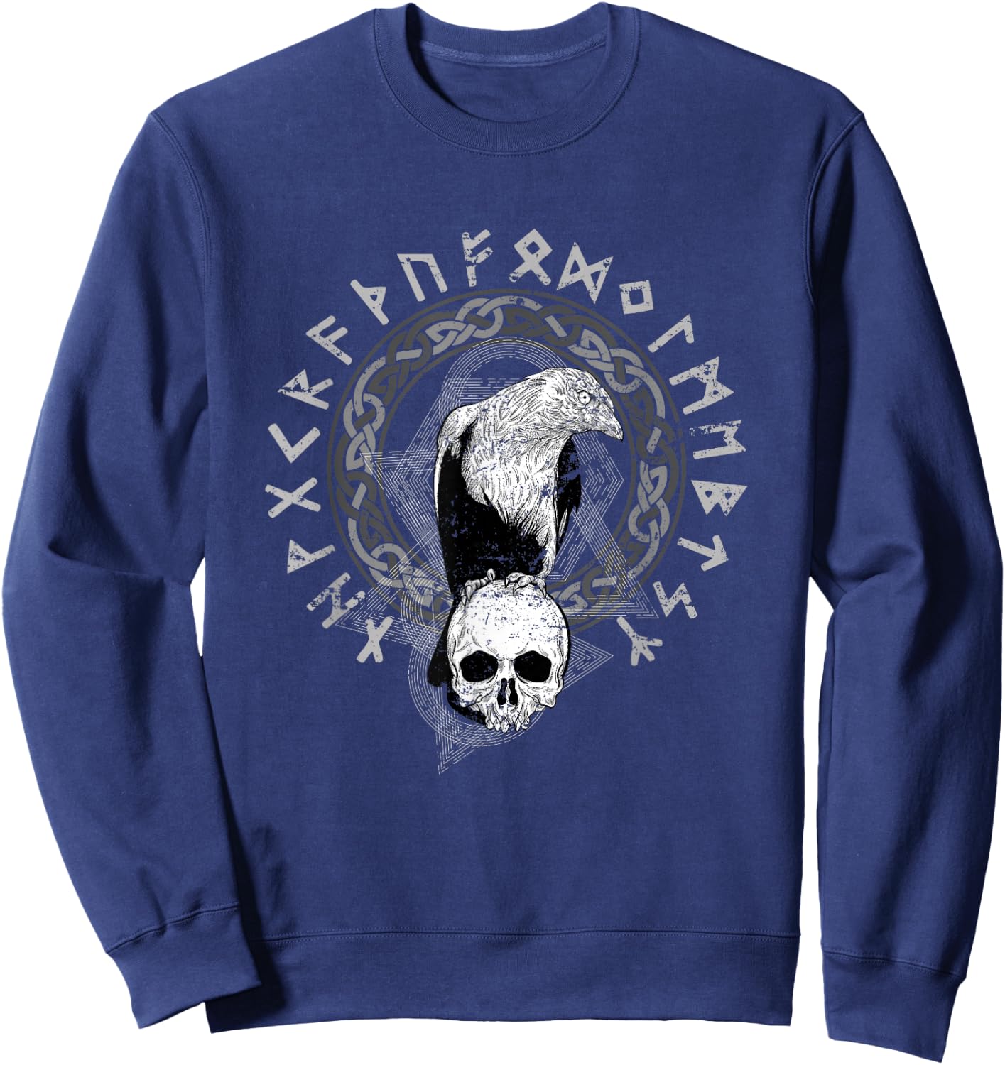 Odin Norse Mythology Raven Viking Skull Gift Viking Sweatshirt - Sweatshirt | Navy
