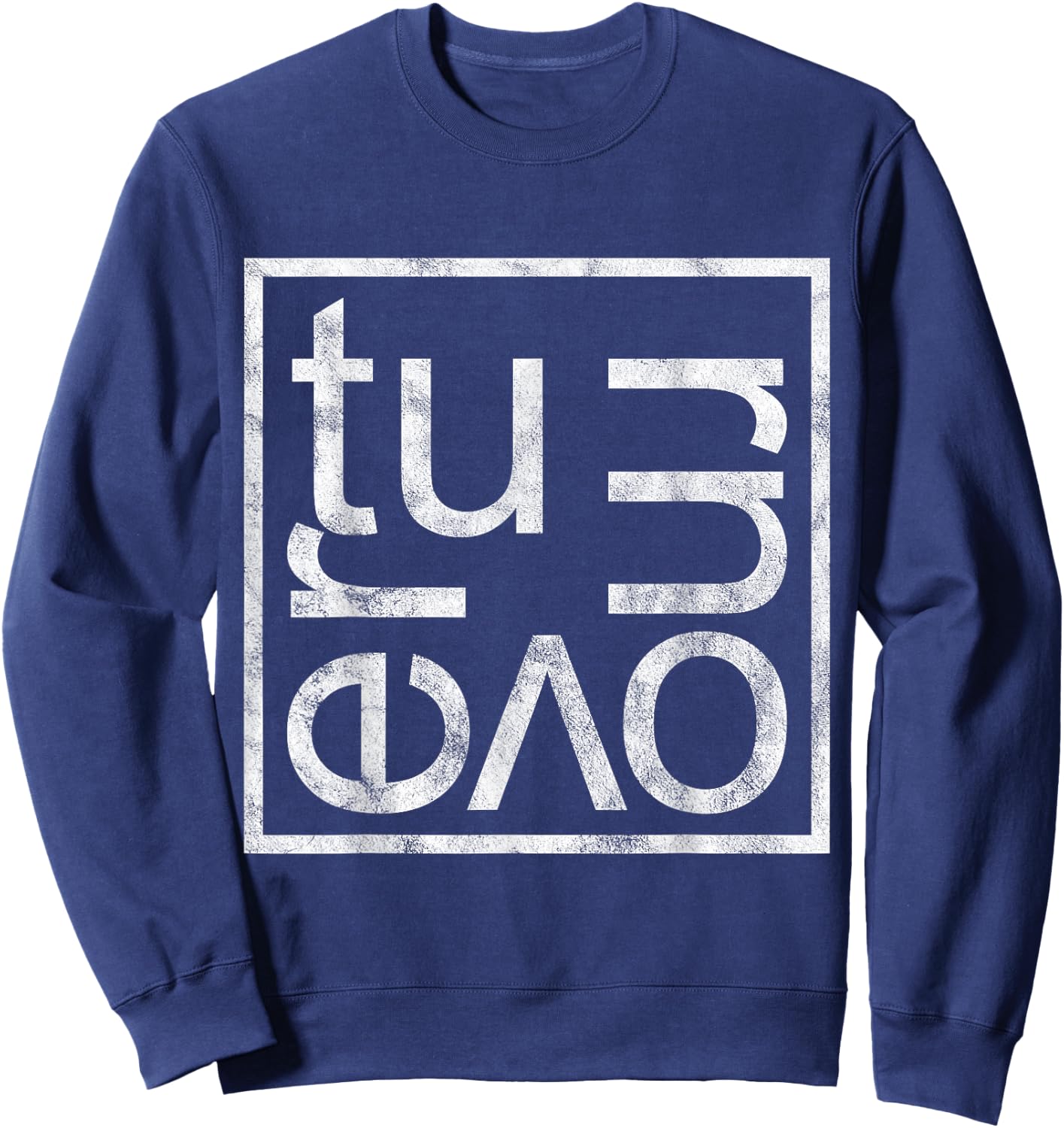 Turnover Box Style Logo Minimalist Sweatshirt - Sweatshirt | Navy
