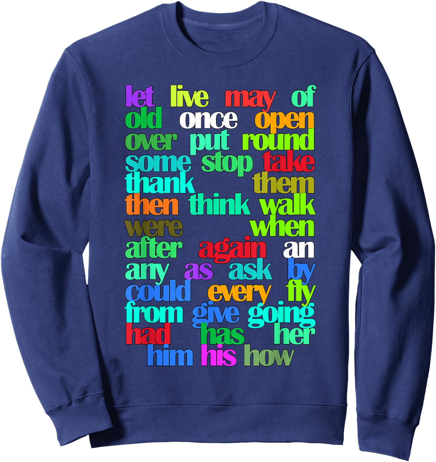 Sight Words First grade Colorful Educational Sweatshirt - Sweatshirt | Navy