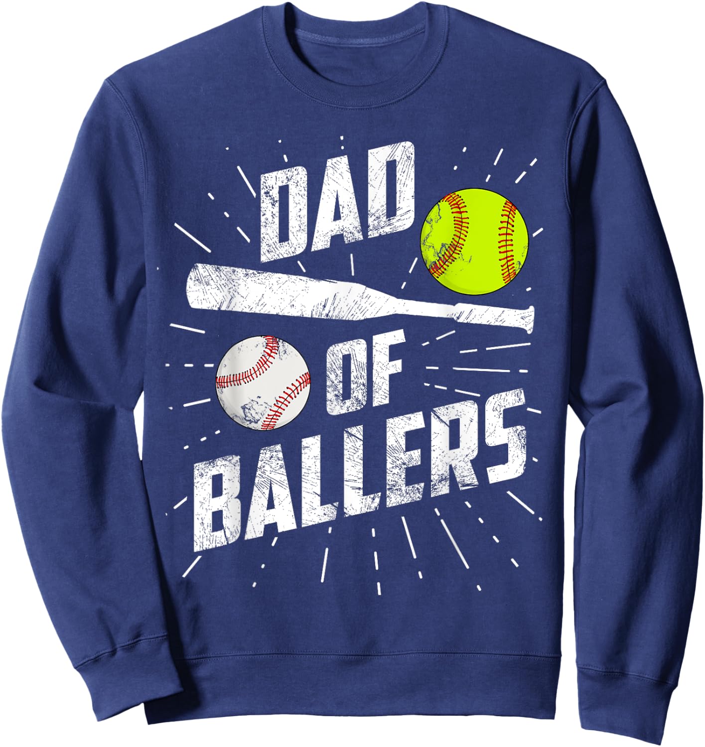 Dad Of Ballers Funny Baseball Softball Game Fathers Day Gift Sweatshirt - Sweatshirt | Navy