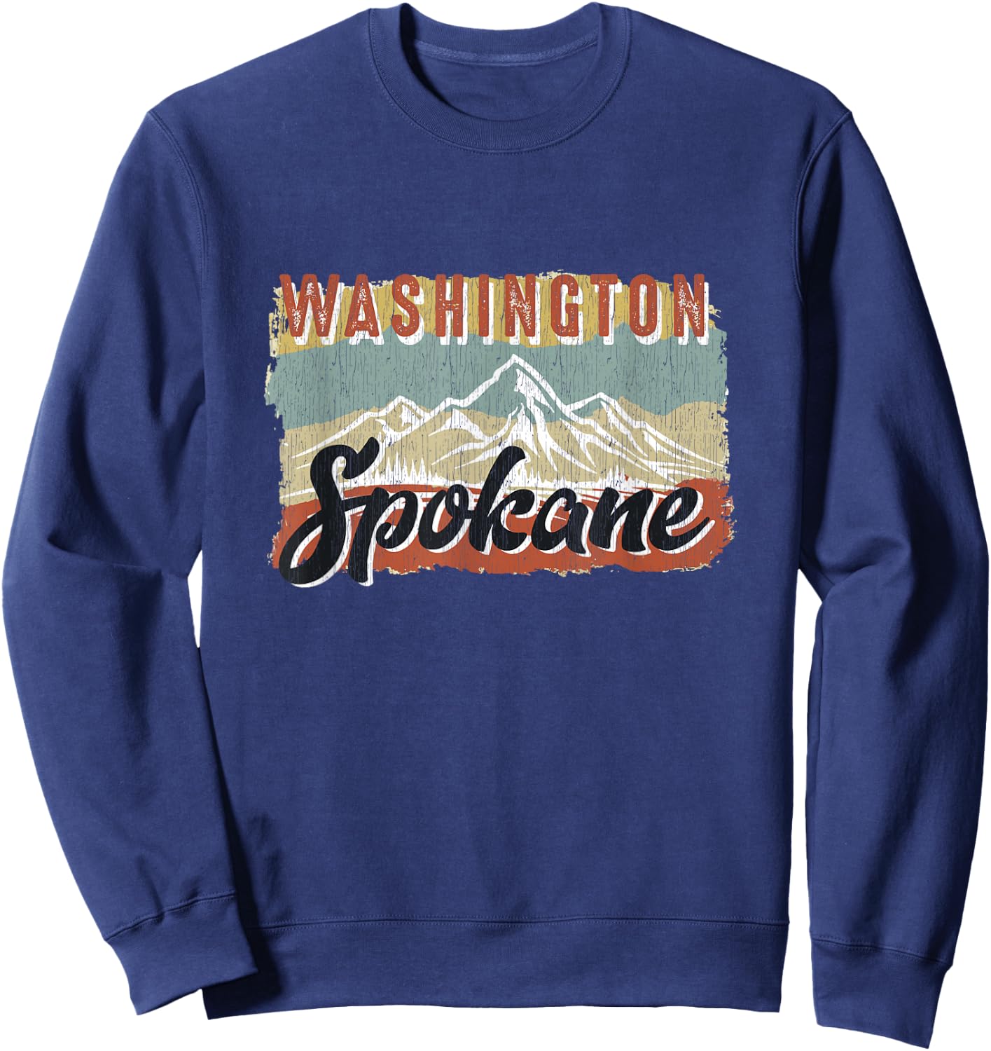 Vintage Spokane Washington Sweatshirt - Sweatshirt | Navy