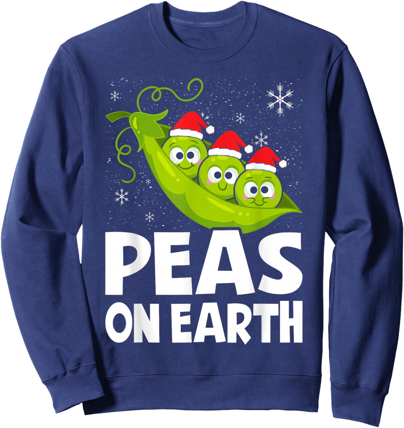Christmas Pun Lover Peas on Earth World Peace Vegan Sweatshirt - Sweatshirt | Navy