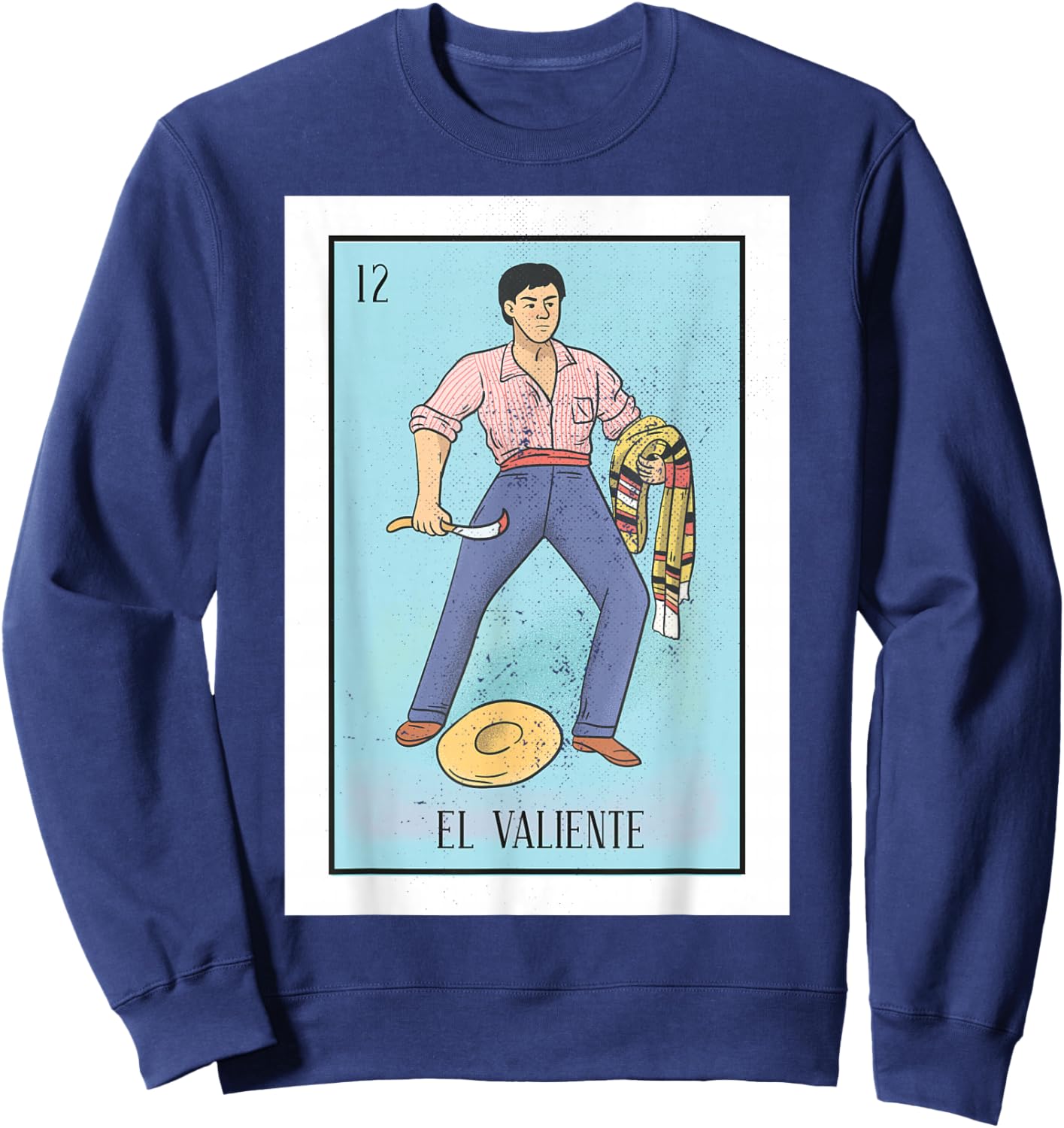 Retro El Valiente Mexican Lottery Bingo Game The Brave Card Sweatshirt - Sweatshirt | Navy