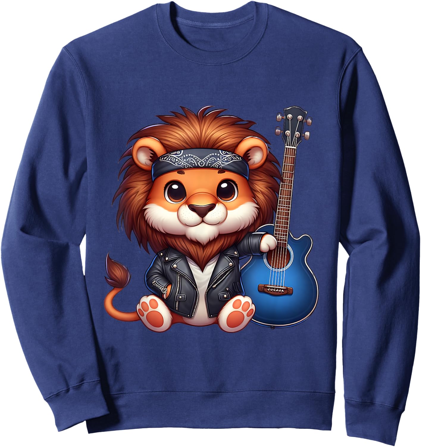 Lion playing Guitar Sweatshirt - Sweatshirt | Navy