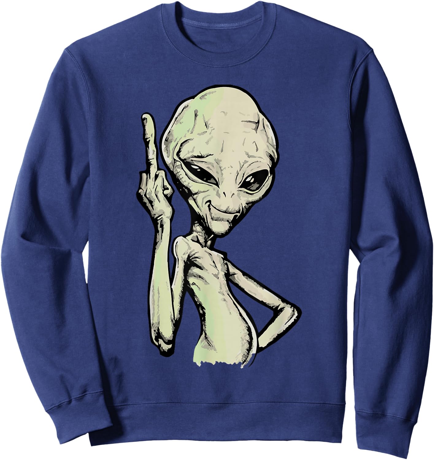 Alien Middle Finger Adult Humour Funny Novelty Sweatshirt - Sweatshirt | Navy