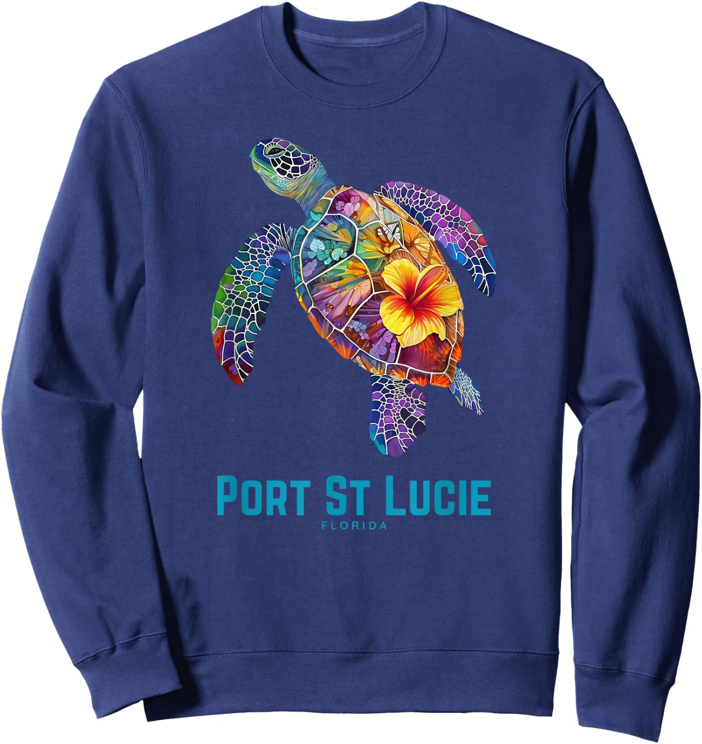 Port St Lucie Florida FL Beach Gift Sea Turtle Women Sweatshirt - Sweatshirt | Navy