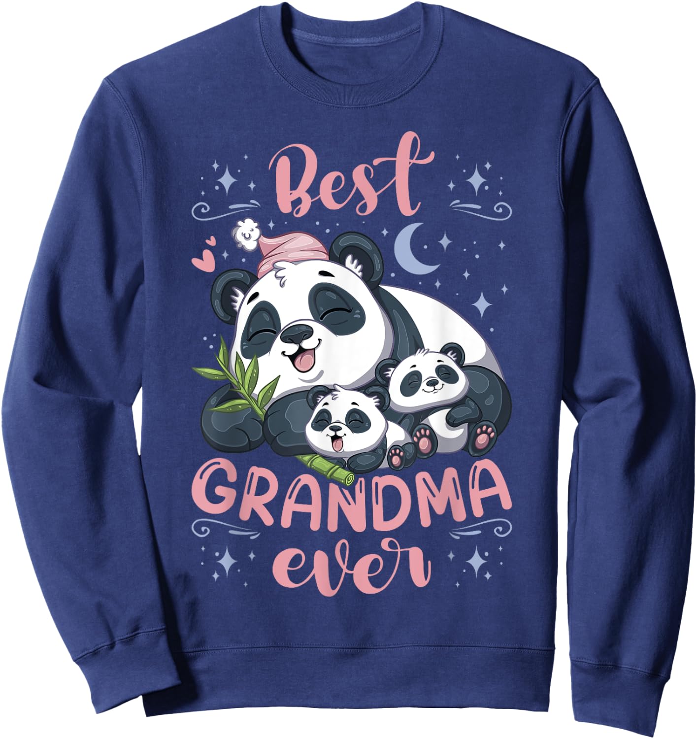 Best Grandma Ever Pajama Top Panda Grandmother & 2 Cubs Sweatshirt - Sweatshirt | Navy