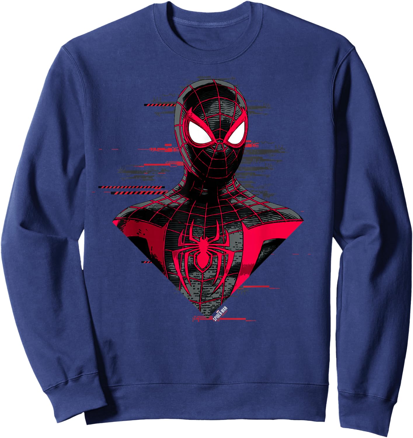 Marvel Spider-Man: Miles Morales Glitch Big Face Sweatshirt - Sweatshirt | Navy