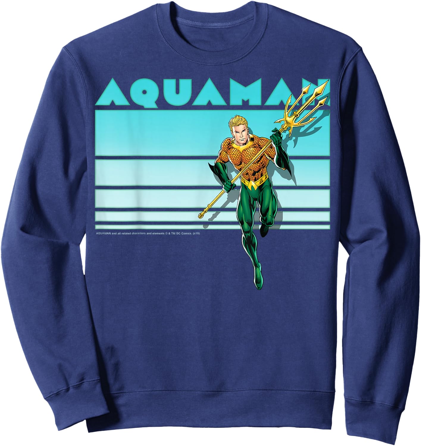 DC Comics Aquaman Vintage Stripes Sweatshirt - Sweatshirt | Navy