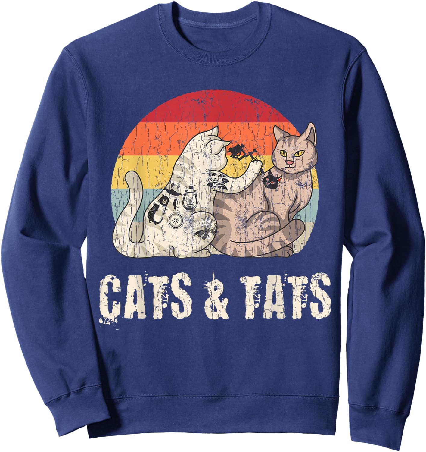 Cats and Tats Tattoo Cute Funny Gift Sweatshirt - Sweatshirt | Navy