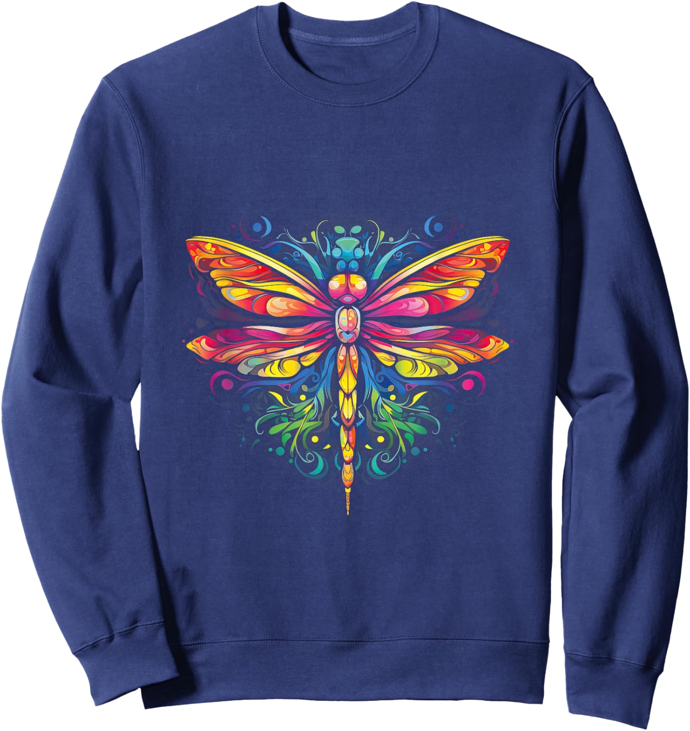 Dragonfly Colorful Dragonflies Hippie 70s Peace Sweatshirt - Sweatshirt | Navy