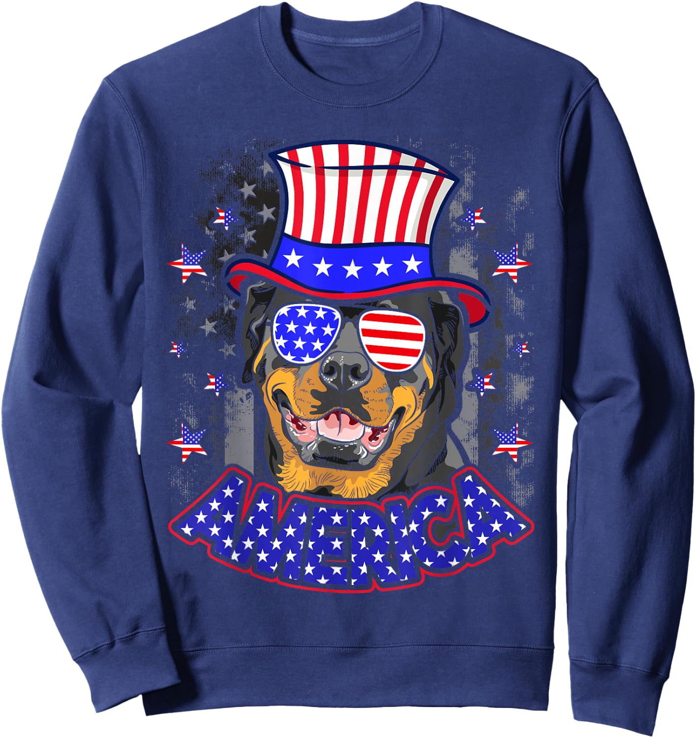 Rottweiler American USA Flag 4th of July Sweatshirt - Sweatshirt | Navy