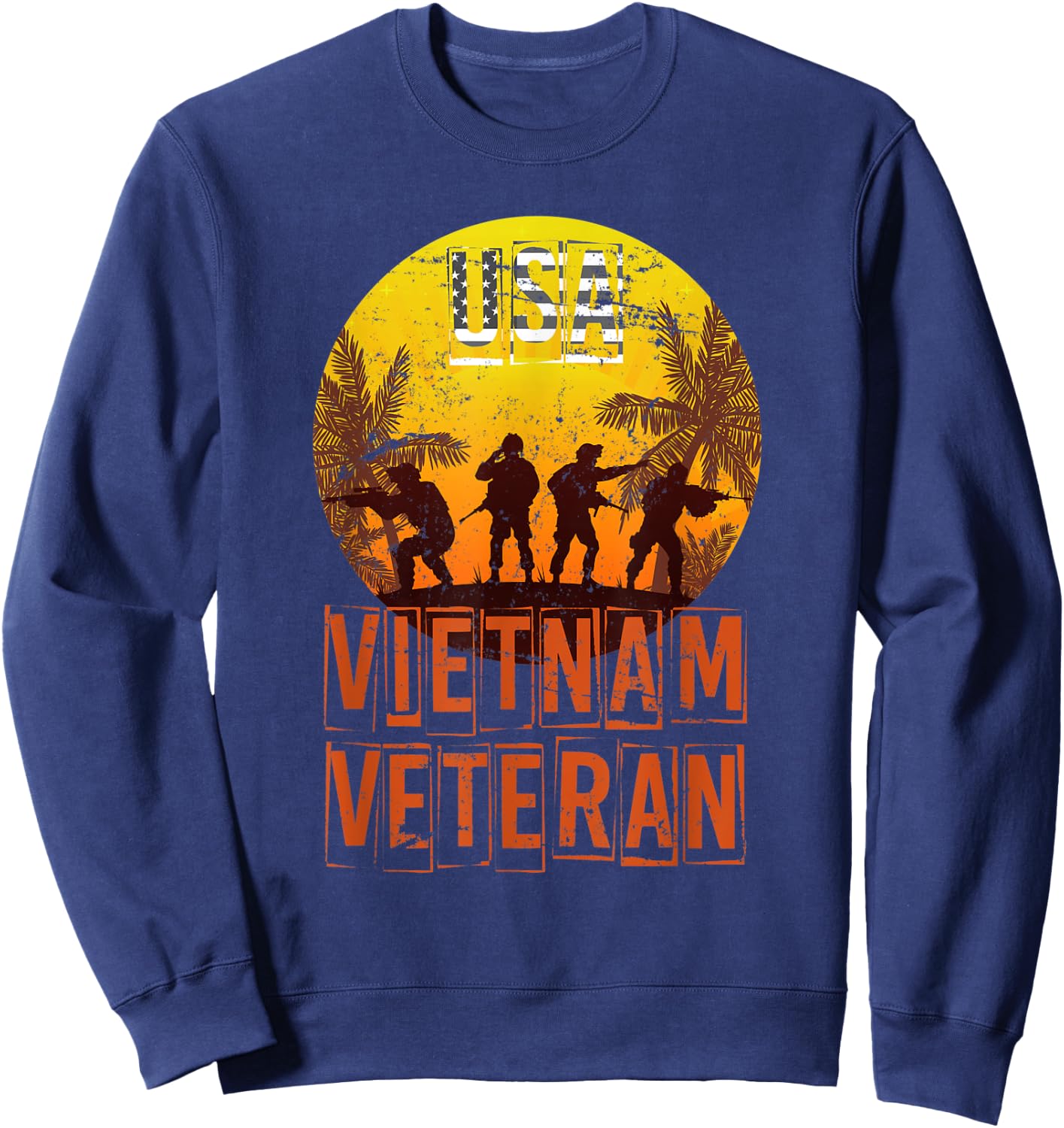 USA Patriotic Vietnam Veteran Women Men Sweatshirt - Sweatshirt | Navy