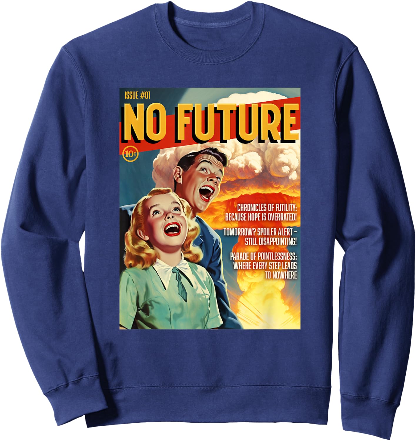 No Future 1950s Horror Comic Cover Sweatshirt - Sweatshirt | Navy