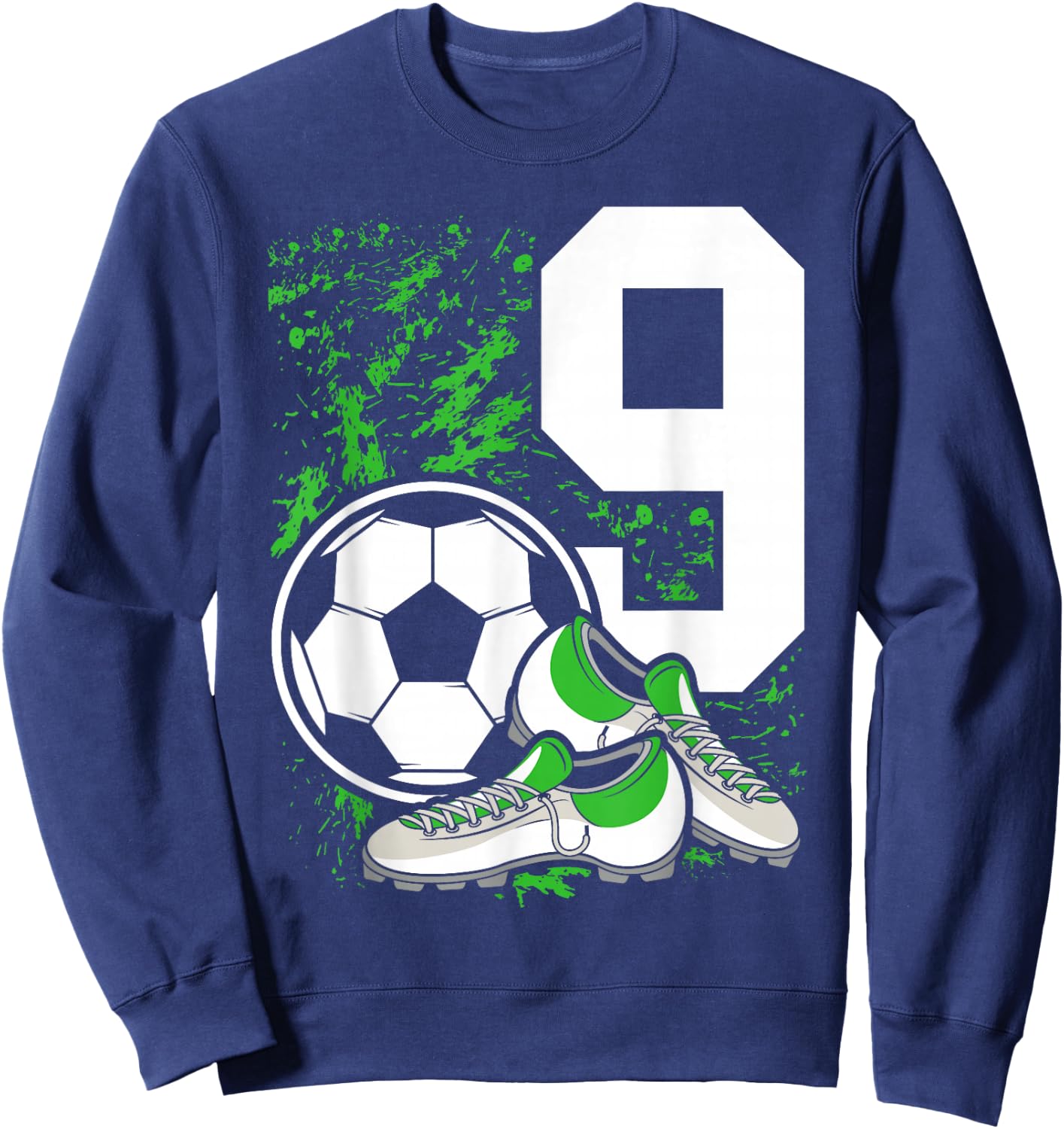9th Birthday Boys 9 Years Soccer Football Player Birthday Sweatshirt - Sweatshirt | Navy