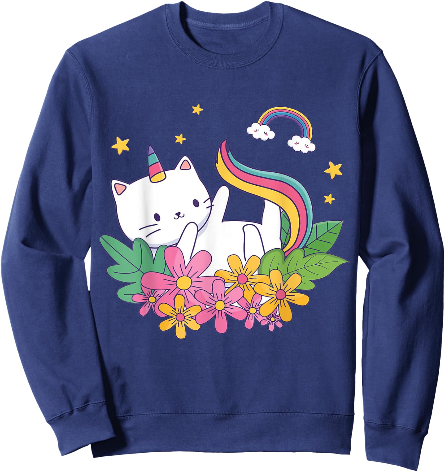 Meowgical Caticorn- Cat Unicorn Girls Women Kittycorn Sweatshirt - Sweatshirt | Navy