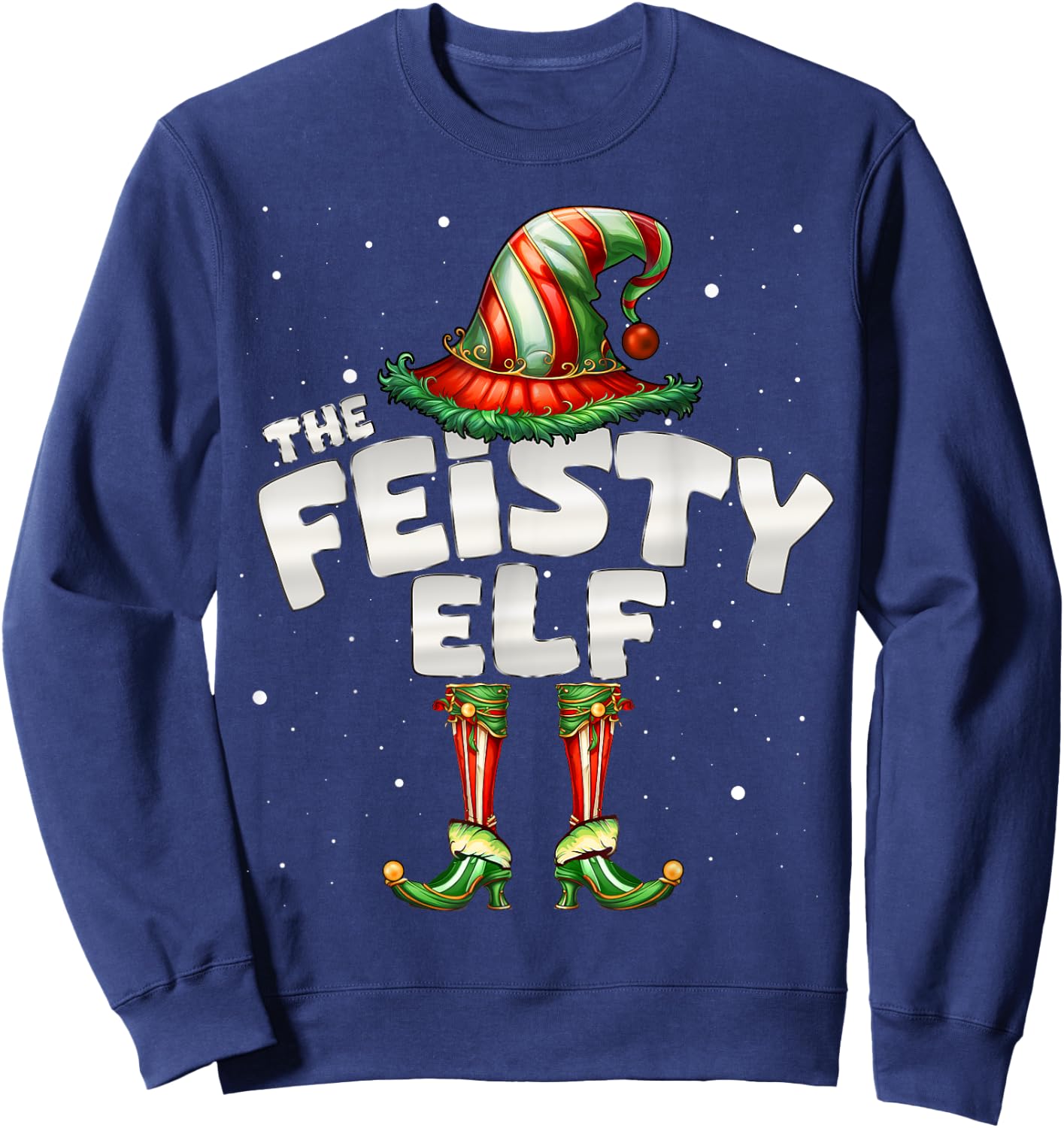 I'm The Feisty Elf Family Matching Group Christmas Sweatshirt - Sweatshirt | Navy