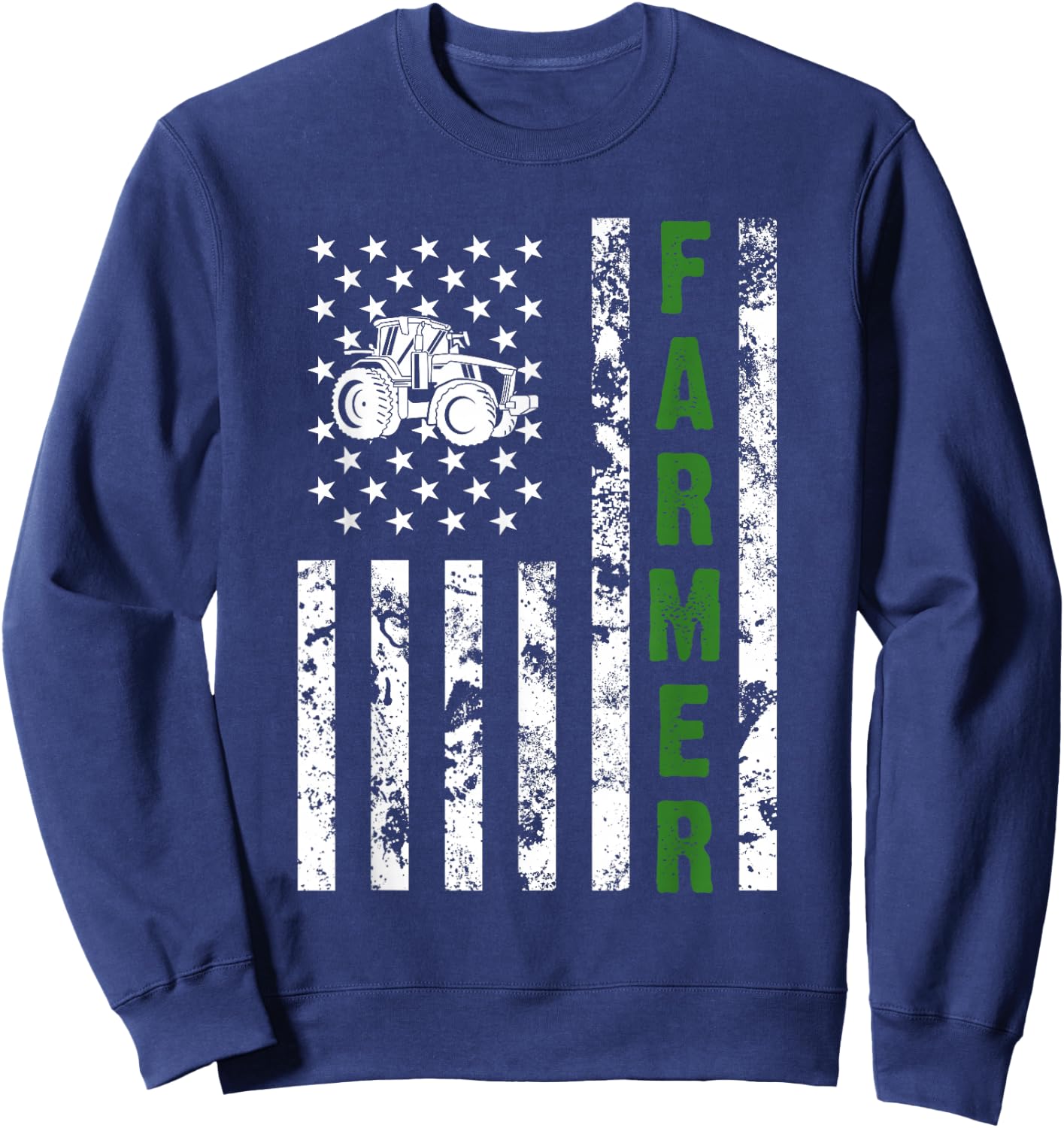 Flag with Tractor - Patriotic Farmer & Farming Gift Small Sweatshirt - Sweatshirt | Navy