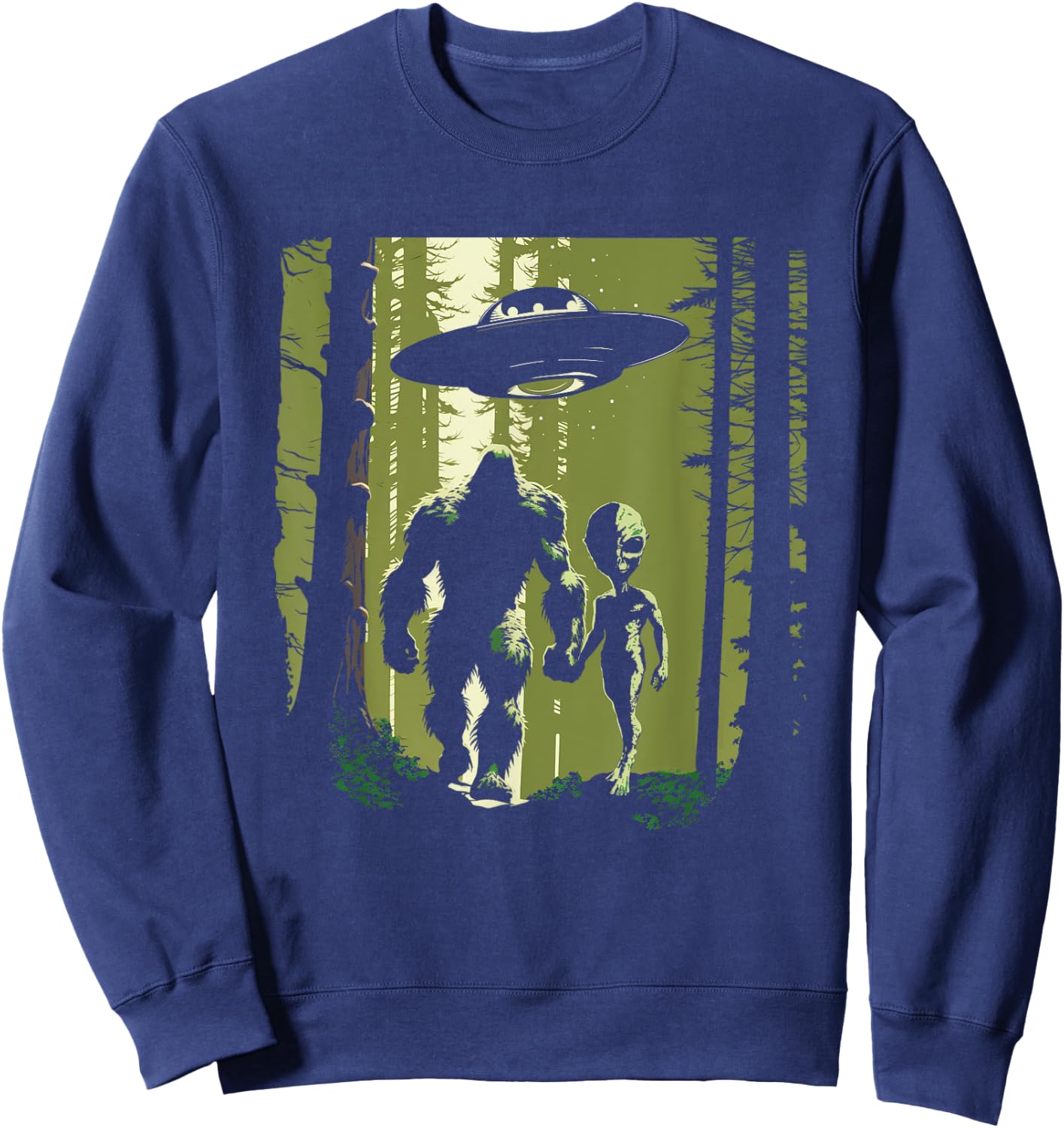 Alien And Bigfoot Forest Sweatshirt - Sweatshirt | Navy