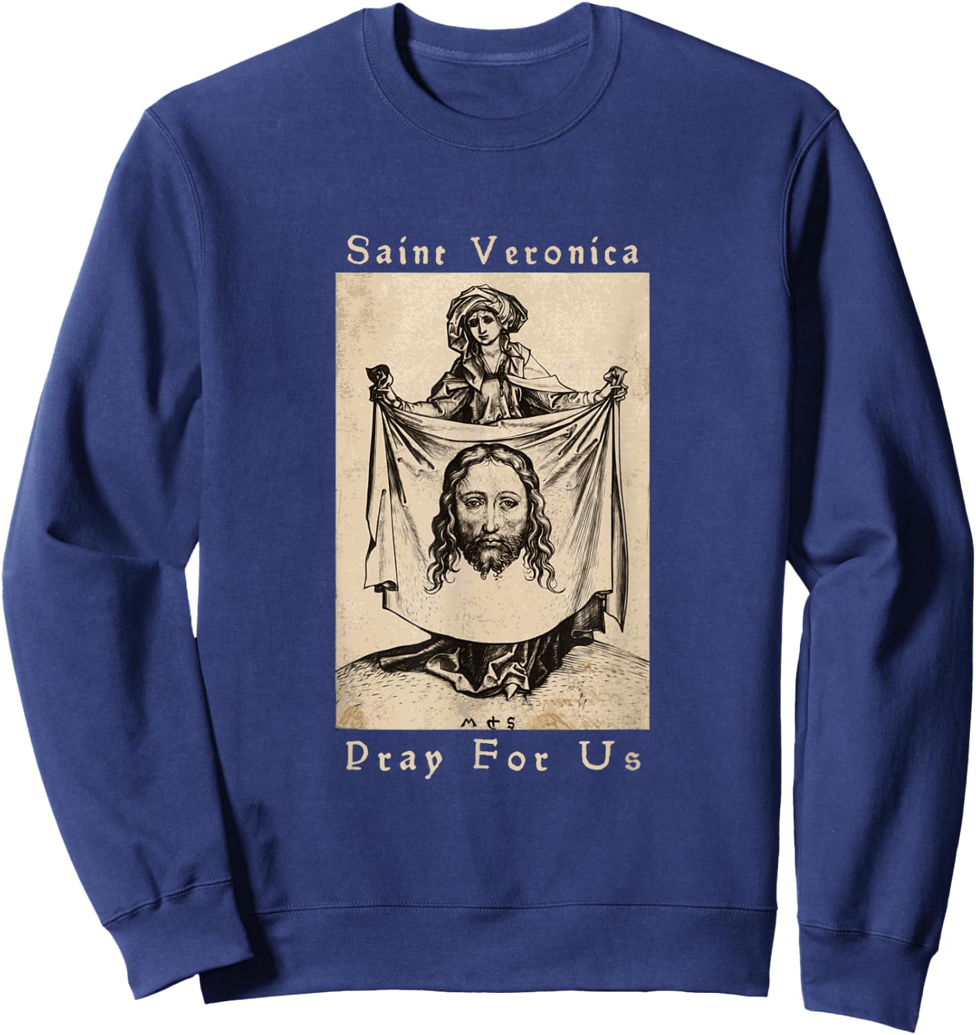 St Veronica Pray For Us Veil of Veronica Sweatshirt - Sweatshirt | Navy