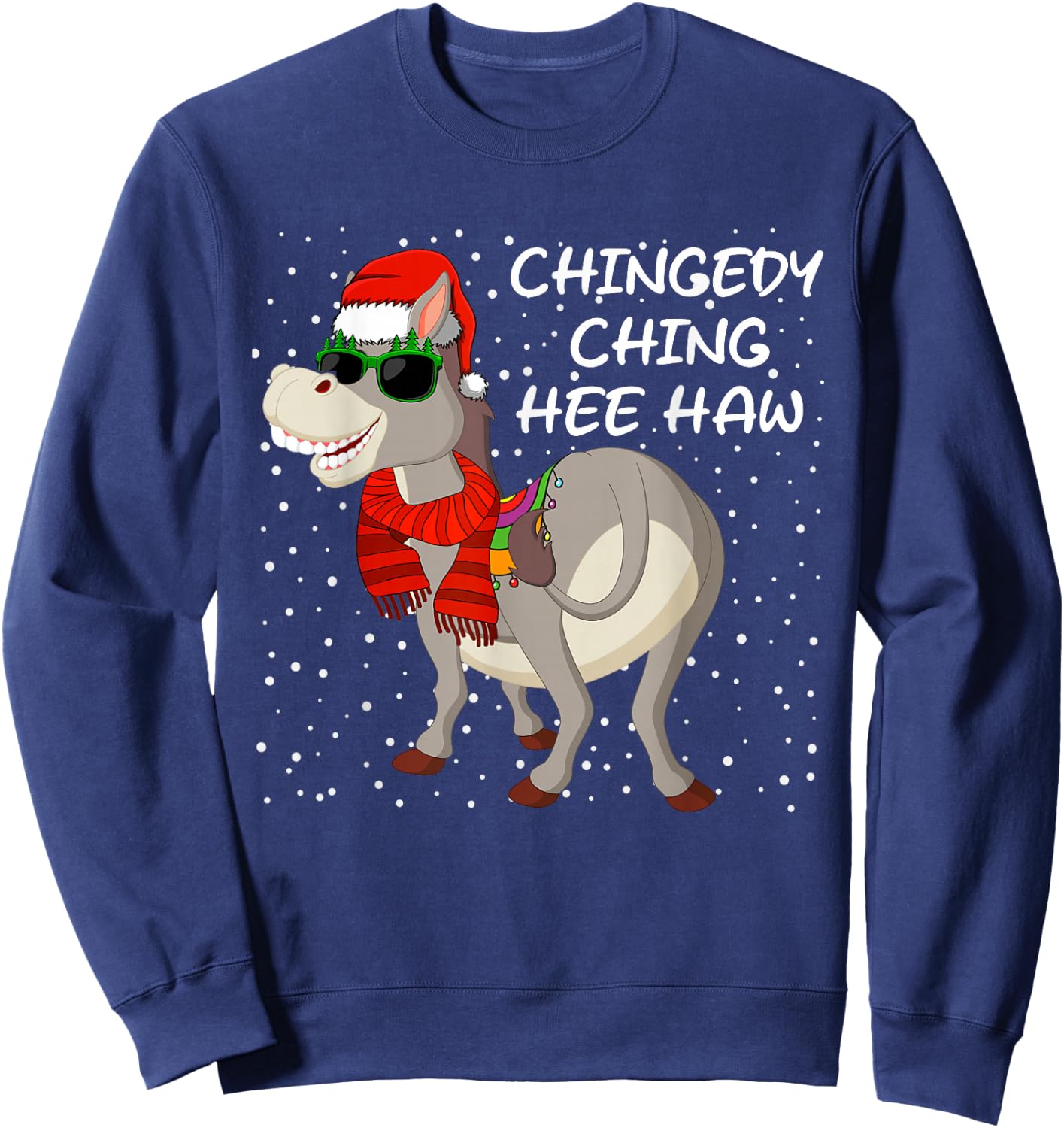 Christmas Donkey Italian Xmas Funny Donkey Lover Pajamas Sweatshirt - Sweatshirt | Navy