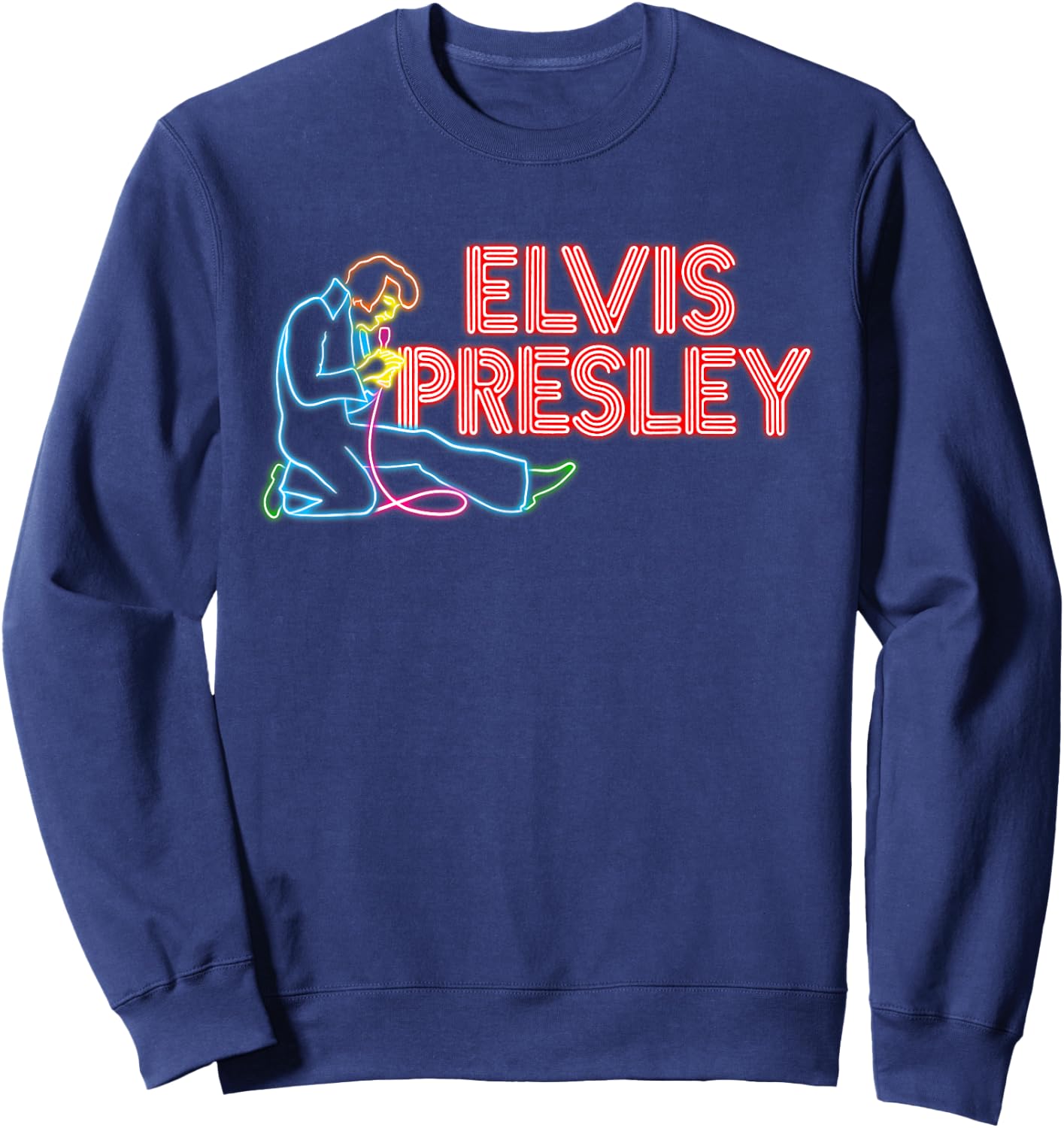 Elvis Presley Official Elvis Neon Sign Sweatshirt - Sweatshirt | Navy