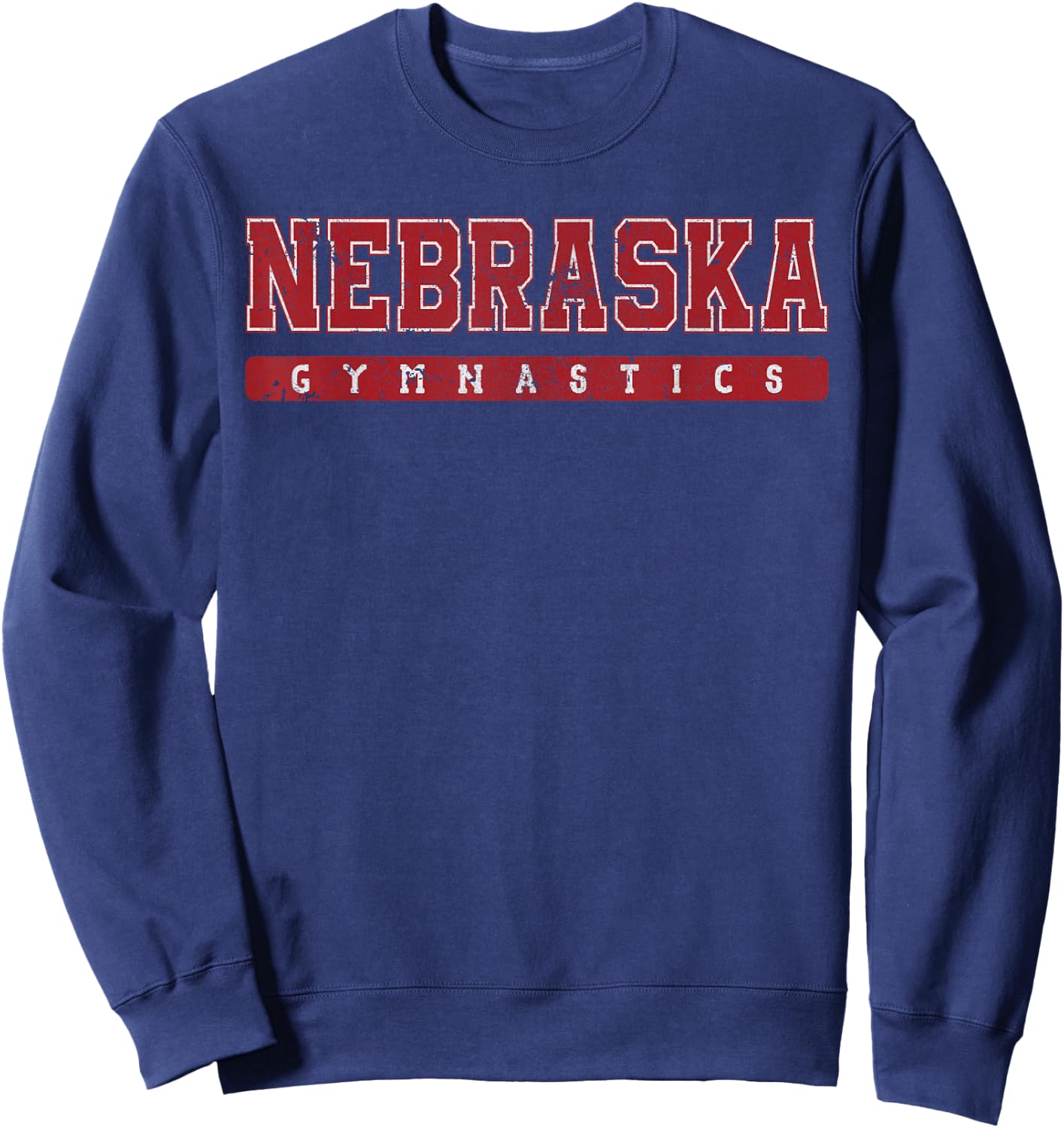 Nebraska Gymnastics Red Vintage Text Sweatshirt - Sweatshirt | Navy