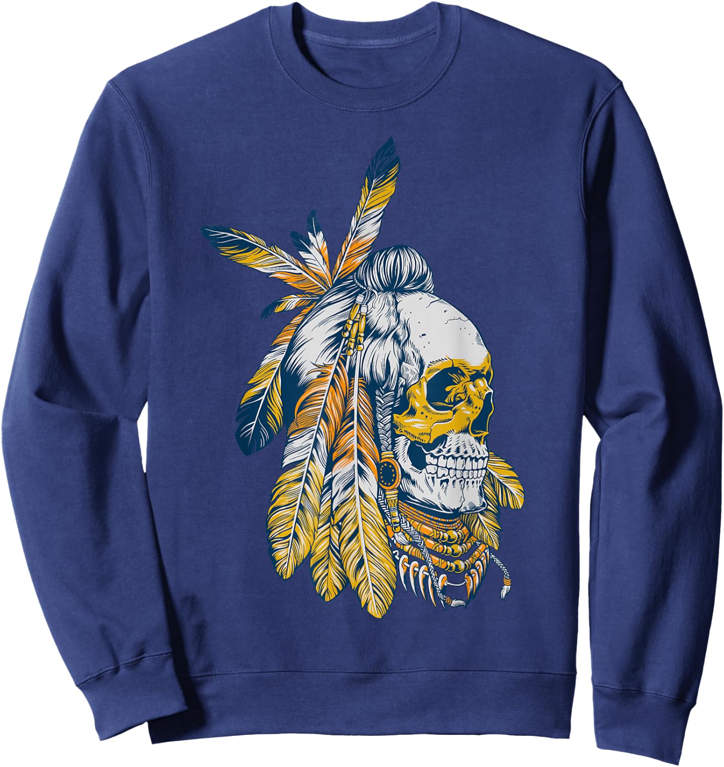 American Motorcycle Skull Native Indian Eagle Chief Vintage Sweatshirt - Sweatshirt | Navy