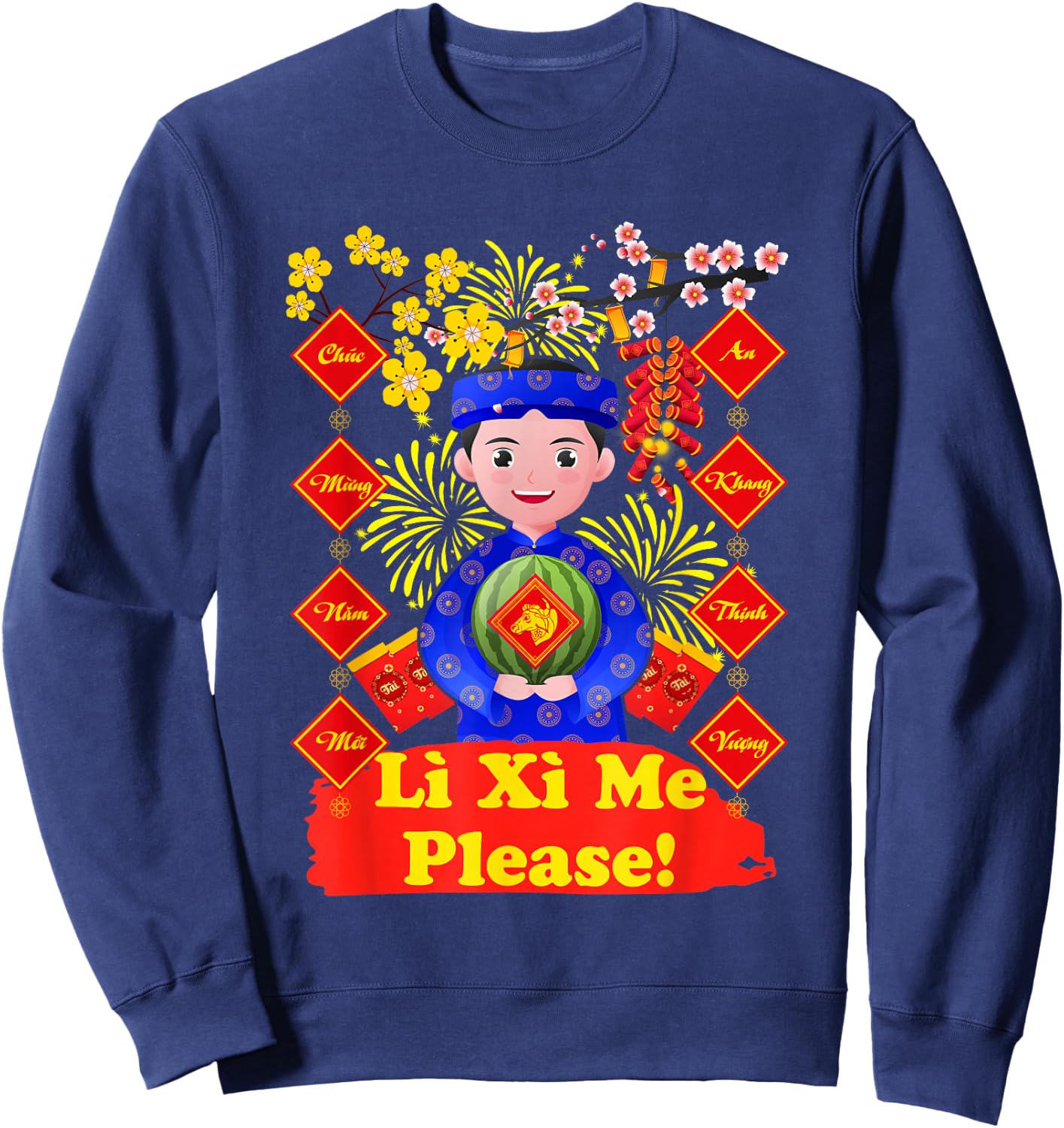 Li Xi Me Please, Boy Kid Vietnamese Lunar New Year 2022 Sweatshirt - Sweatshirt | Navy