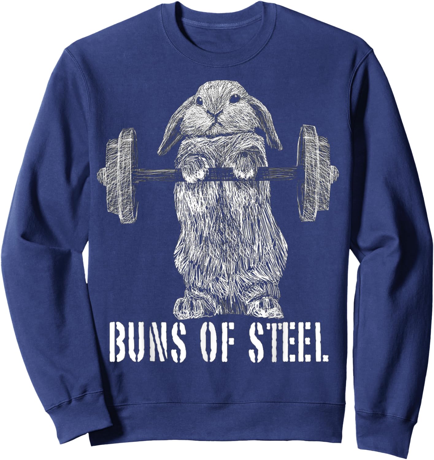 Funny Workout Buns Of Steel Bunny Rabbit Gym Squat Gift Sweatshirt - Sweatshirt | Navy
