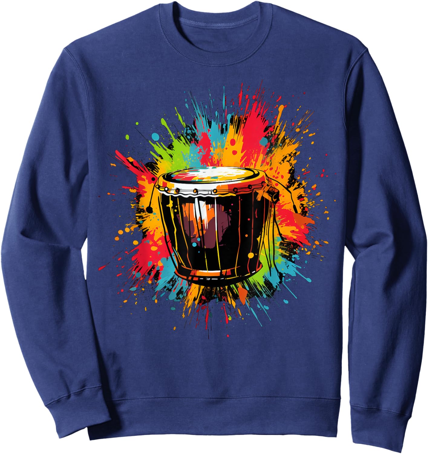 Djembe instrument on colorful painted Djembe Sweatshirt - Sweatshirt | Navy