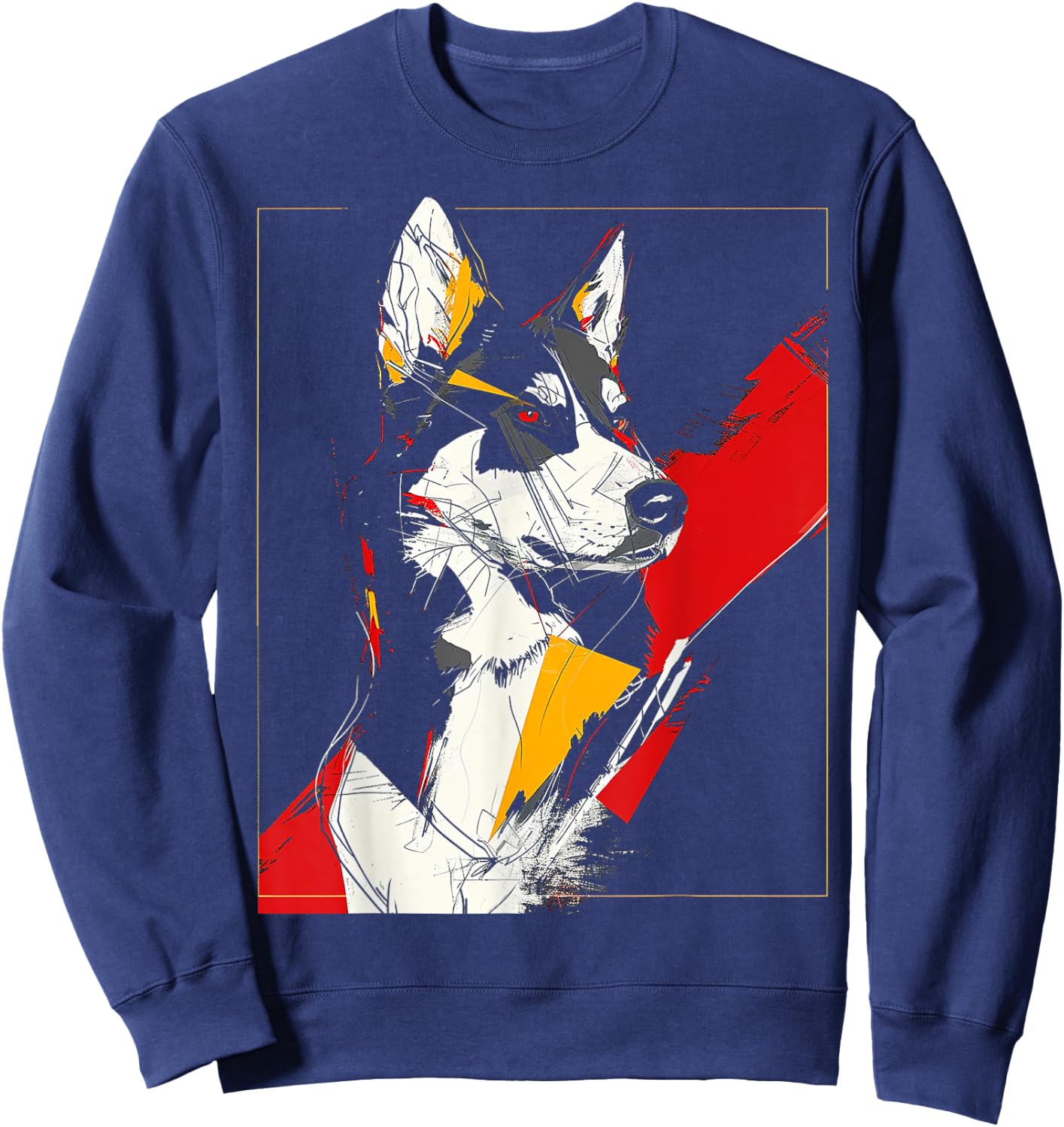 Husky Dog Lover Polygon Abstract Animal Art Graphic Husky Women Kids Sweatshirt - Sweatshirt | Navy