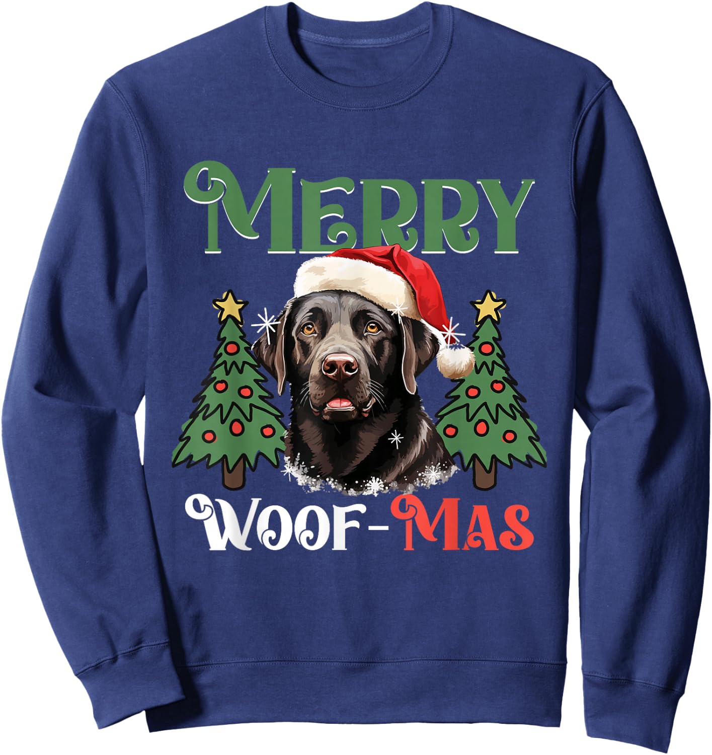 Labrador Retriever Merry Woof-mas Christmas X-mas Sweatshirt - Sweatshirt | Navy