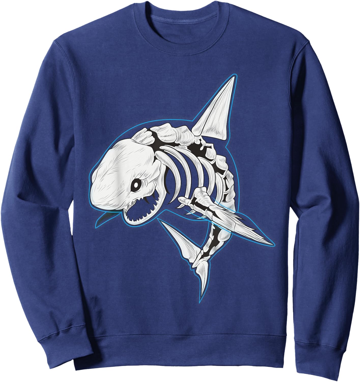Shark Ghost Shirt Spooky Shark Halloween Costumes Skeleton Sweatshirt - Sweatshirt | Navy