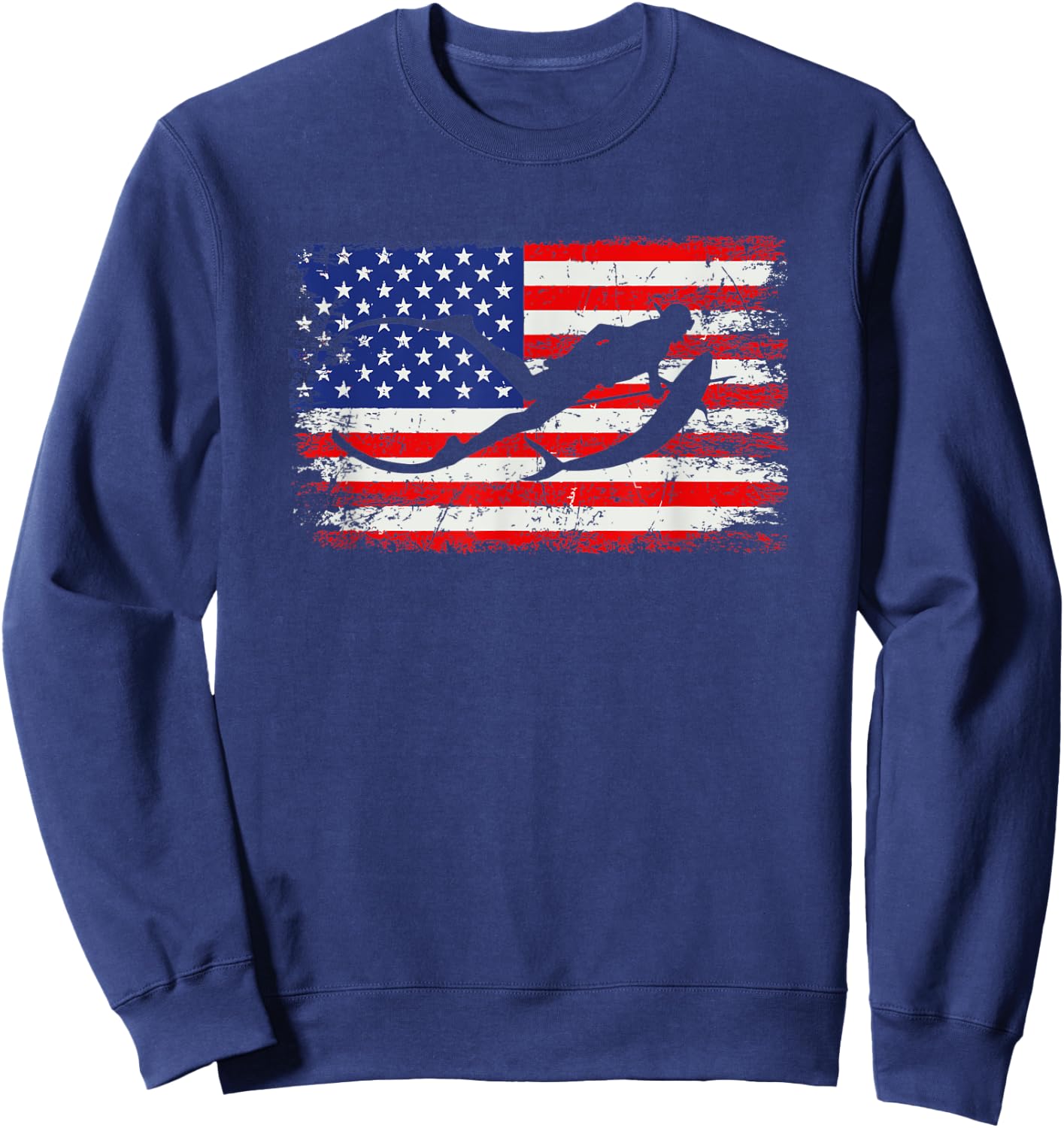 Spearfishing American flag, spear fishing Women Kids Men Sweatshirt - Sweatshirt | Navy