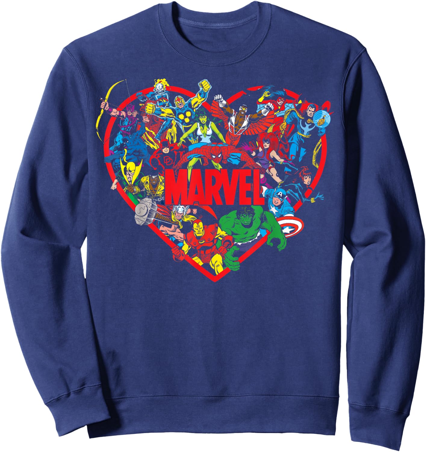 Marvel Valentine's Day Group Shot Heart Mashup Sweatshirt - Sweatshirt | Navy