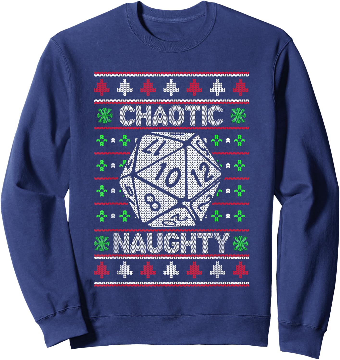 Santa Chaotic Naughty Christmas D20 Ugly Tabletop Sweater Sweatshirt - Sweatshirt | Navy