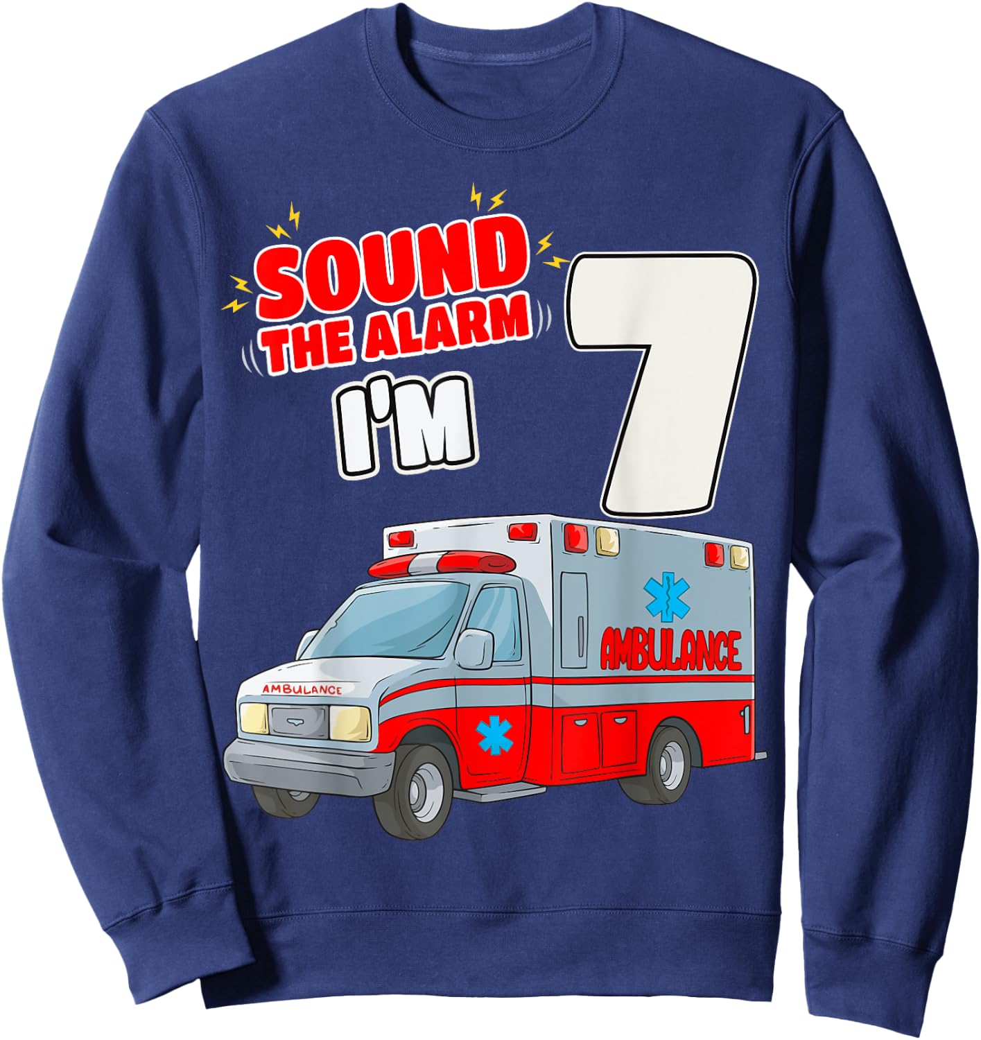 7th Birthday Medical Ambulance EMT 7 Years Old EMS Paramedic Sweatshirt - Sweatshirt | Navy