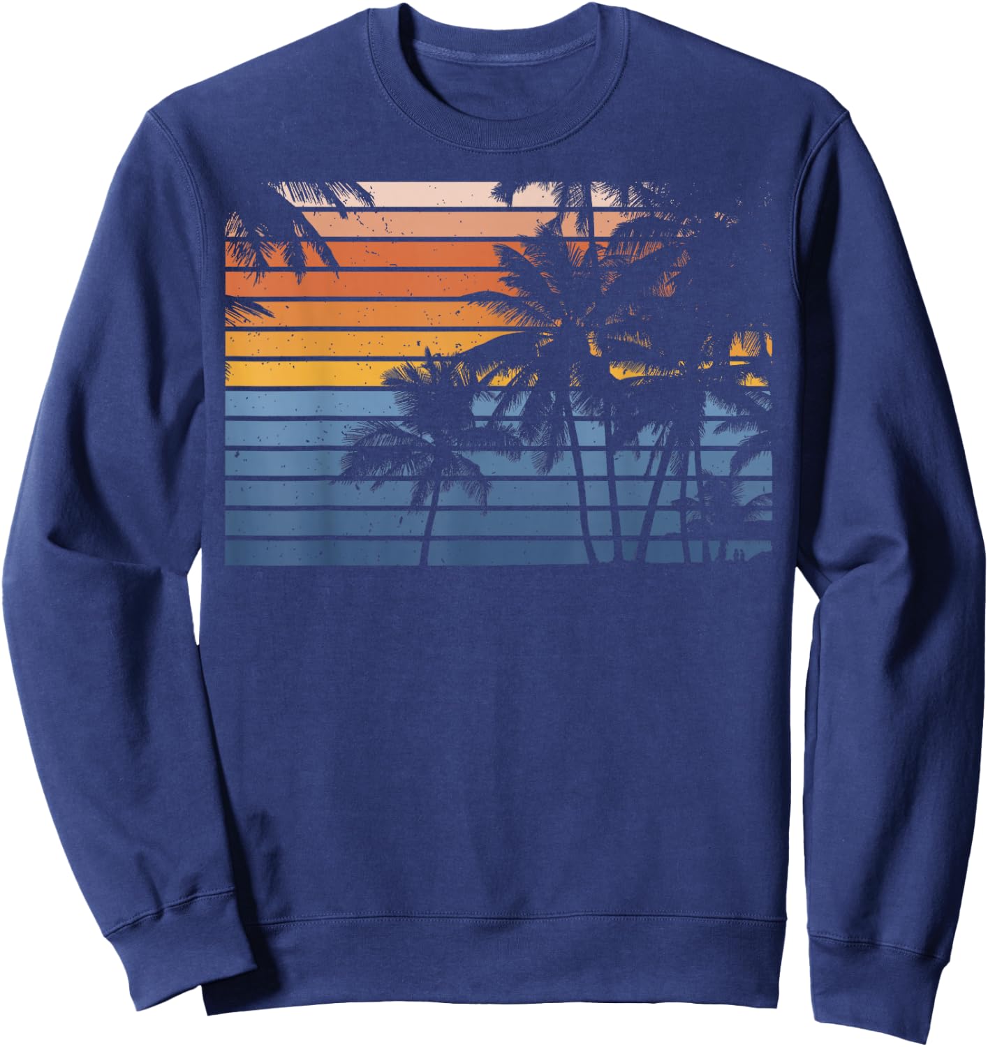 Palm Tree Silhouette Tree Design Vintage Graphic Gift Sweatshirt - Sweatshirt | Navy