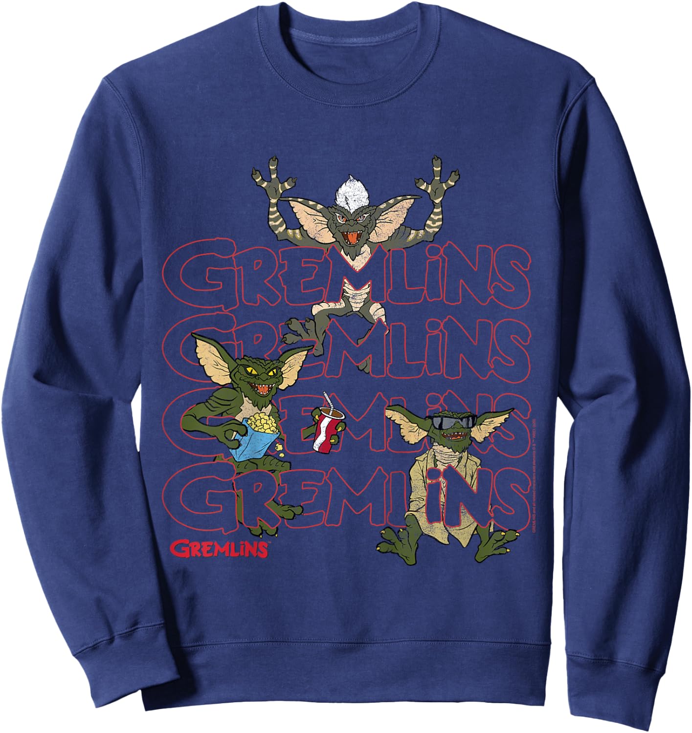 Kids Gremlins Text Stack Sweatshirt - Sweatshirt | Navy