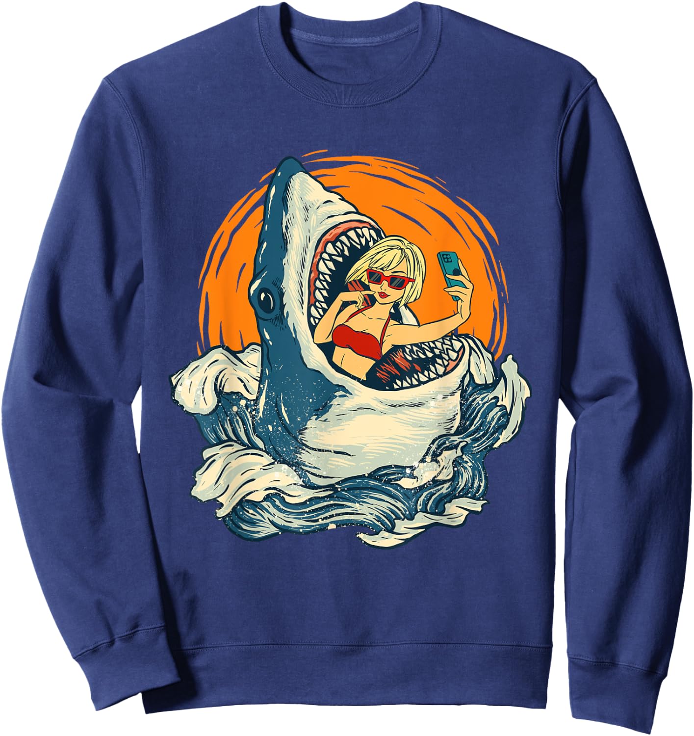 Sharkie - Selfie Shark Lover Animal Lover Marine Biologist Sweatshirt - Sweatshirt | Navy